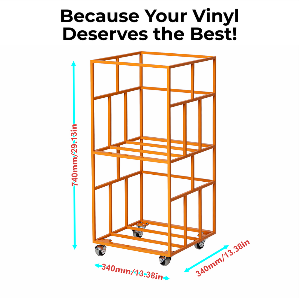 Rolling Metal Vinyl Record Stand, LP Storage Organizer