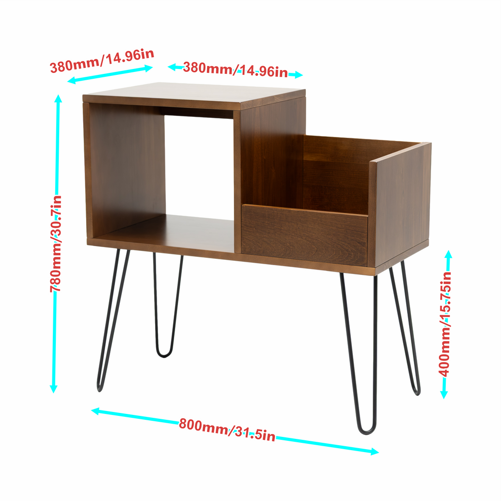 Record Player Stand with Vinyl Storage, Turntable Table, LP Organizer Furniture