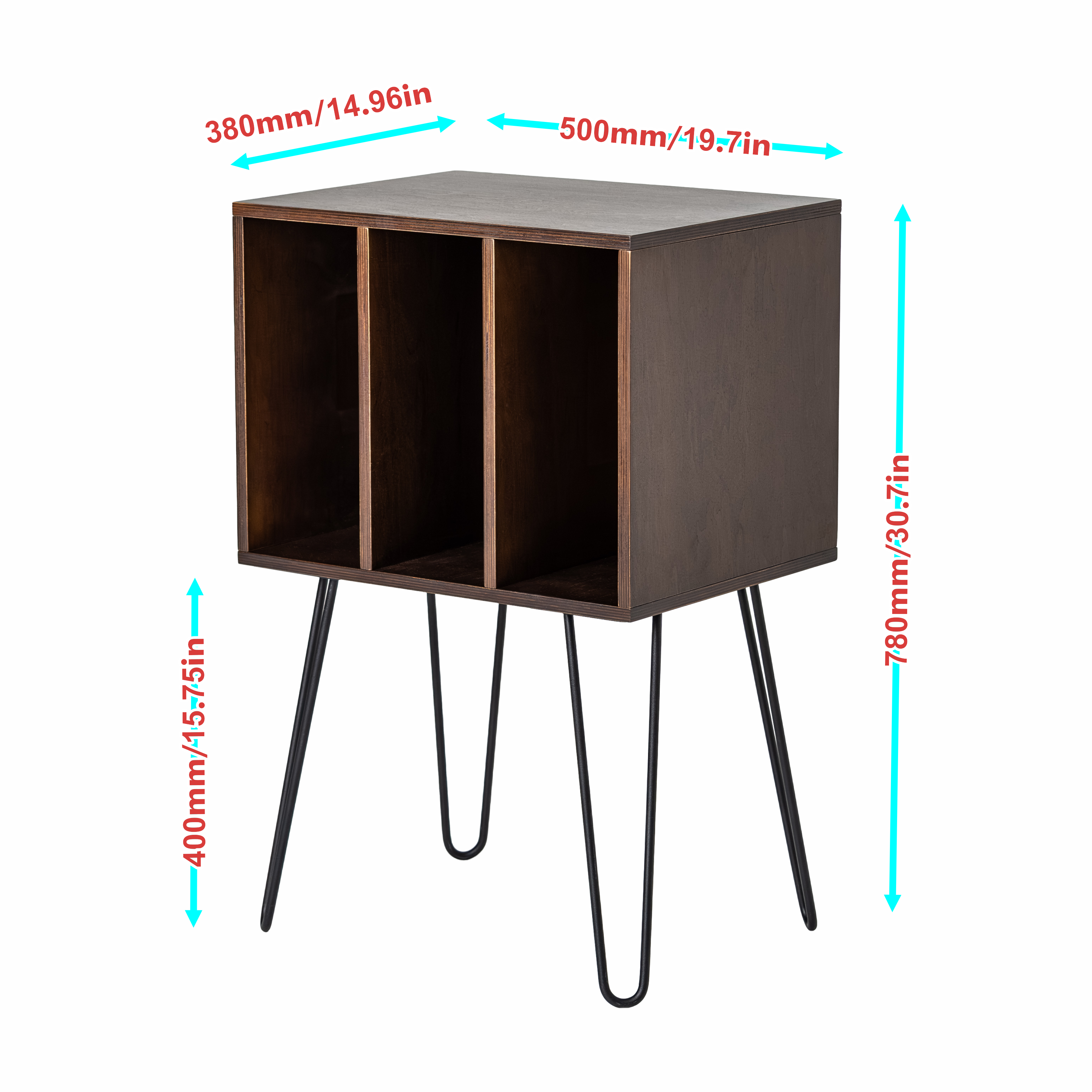 Turntable Stand with Vinyl Storage, Record Player Table, LP Organizer
