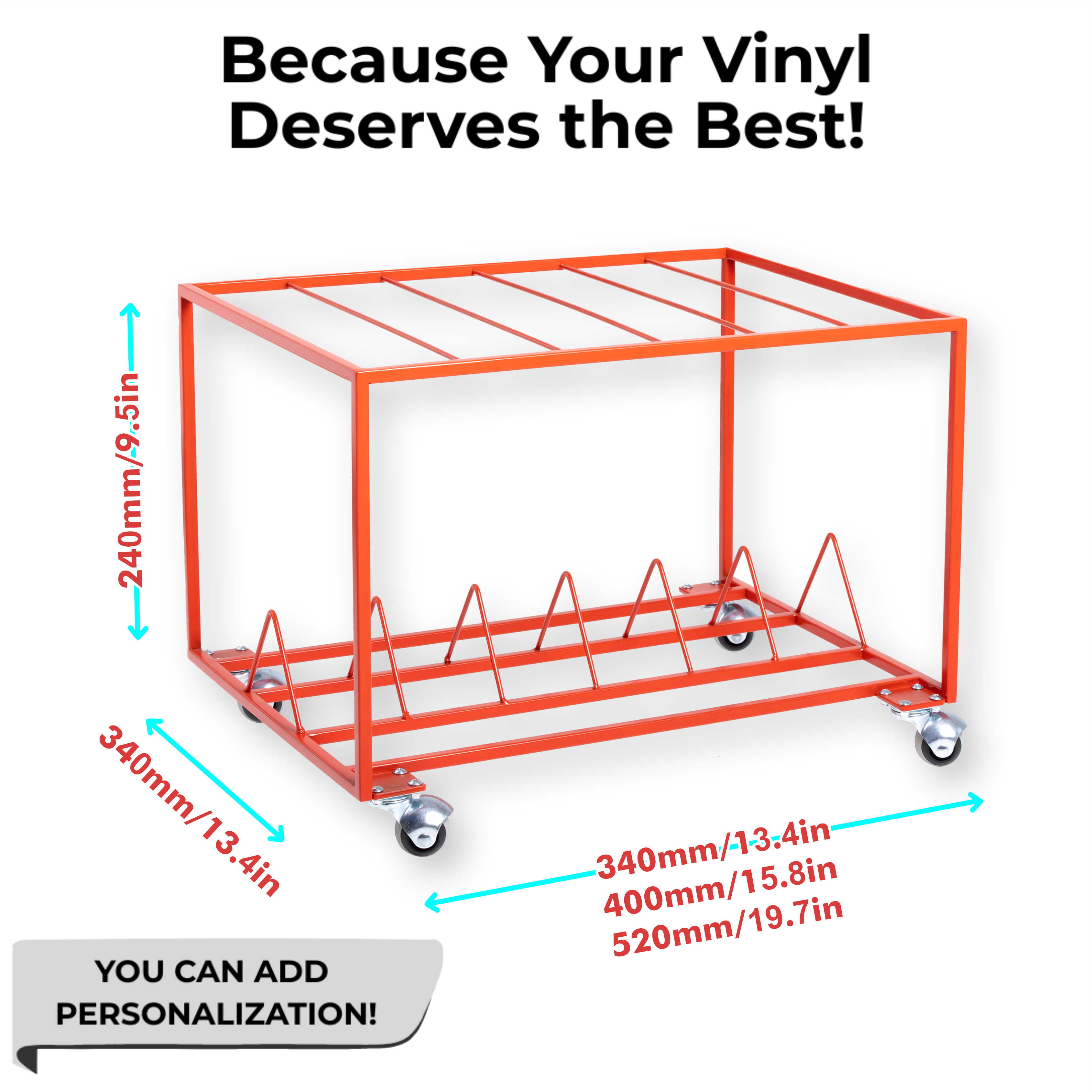 Vinyl Record Stand on Wheels – Metal LP Storage Rack with Dividers, Modern Vinyl Organizer