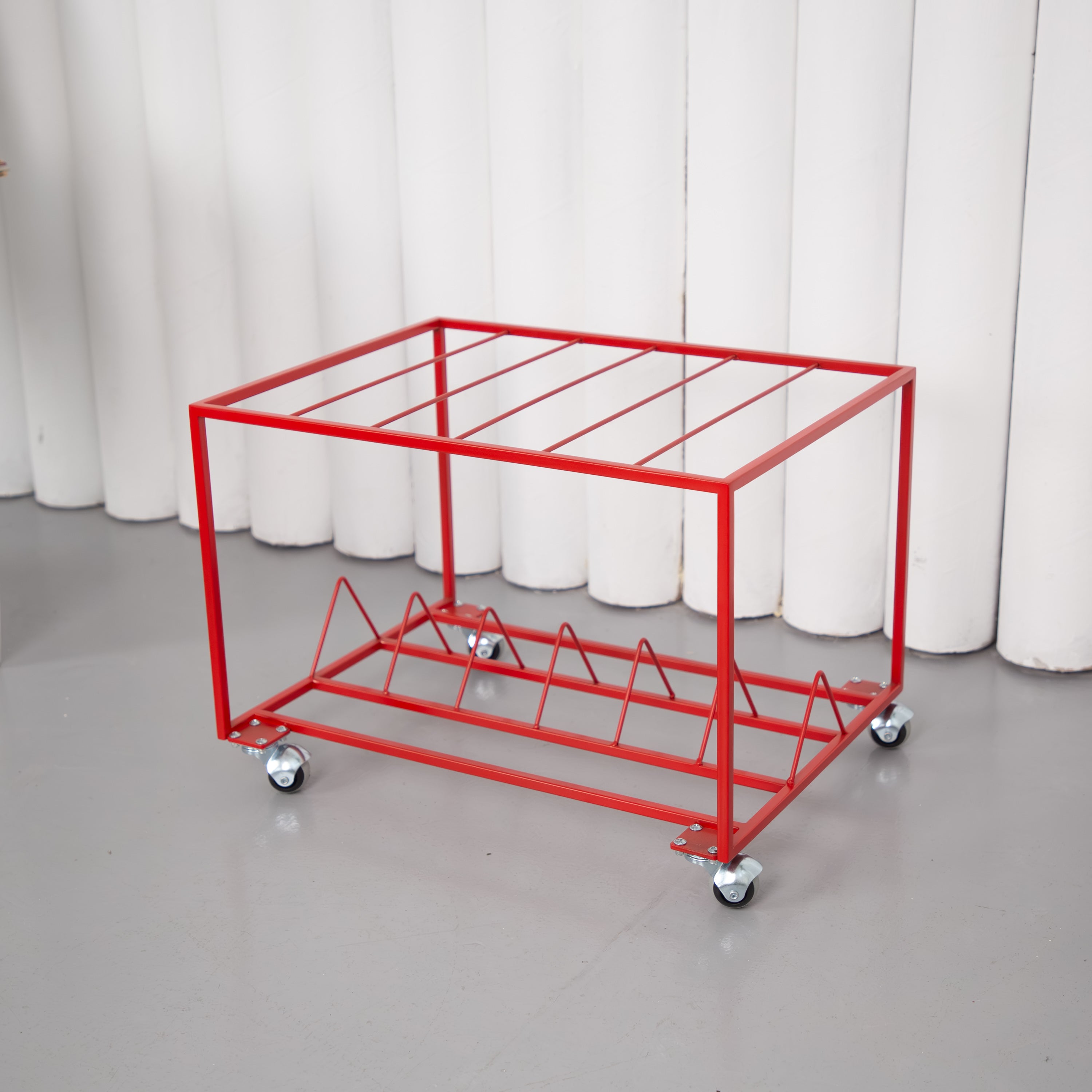 Vinyl Record Stand on Wheels – Metal LP Storage Rack with Dividers, Modern Vinyl Organizer
