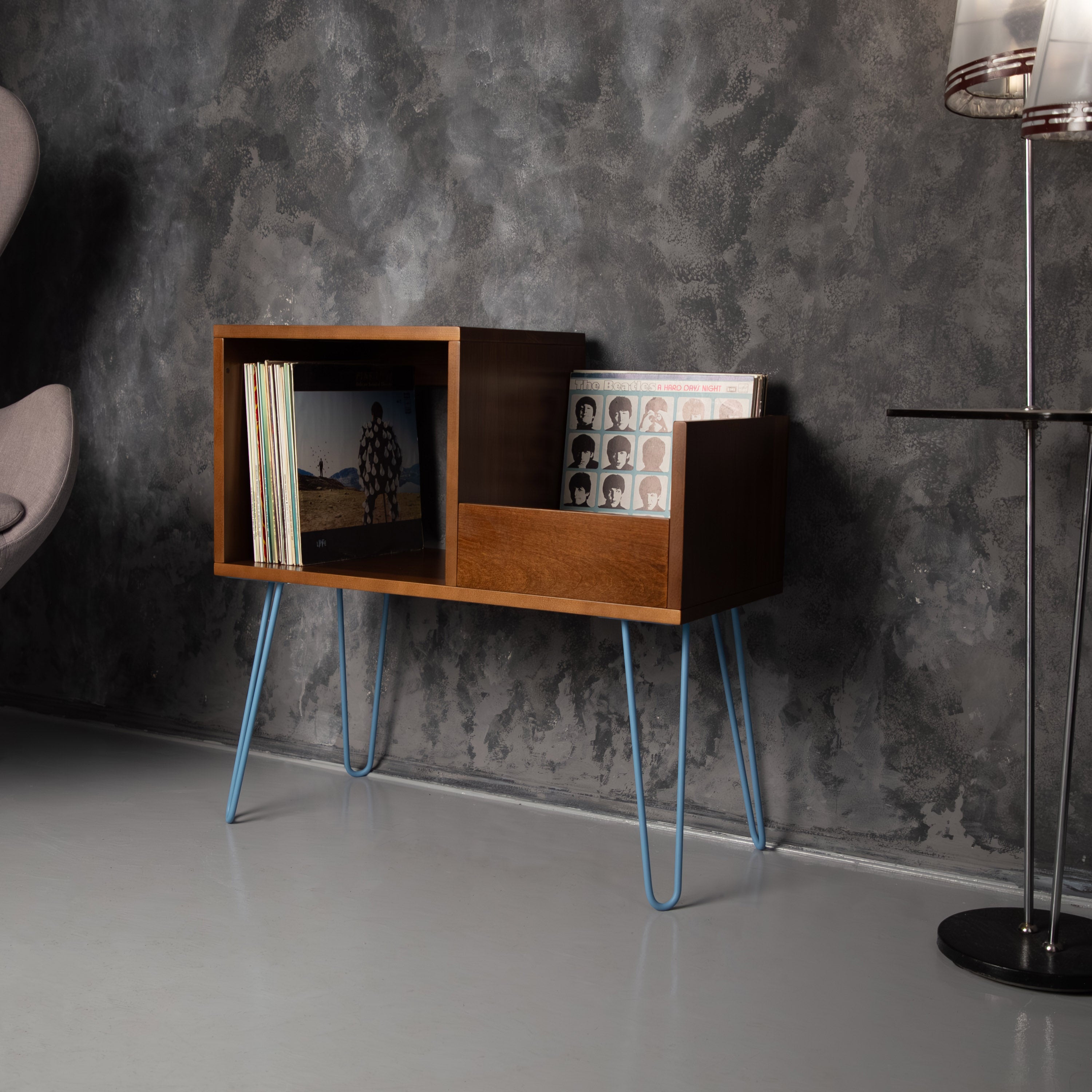 Record Player Stand with Vinyl Storage, Turntable Table, LP Organizer Furniture