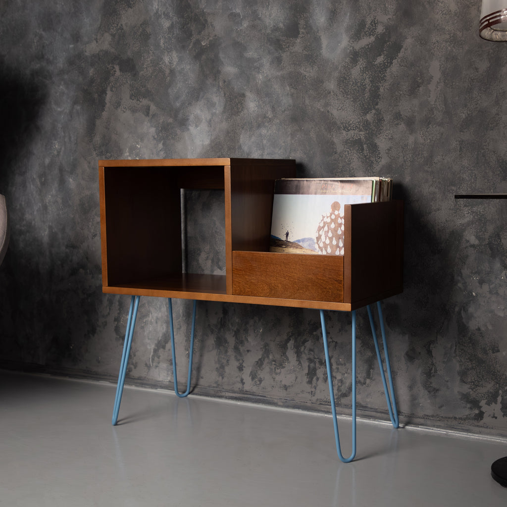 Record Player Stand with Vinyl Storage, Turntable Table, LP Organizer Furniture
