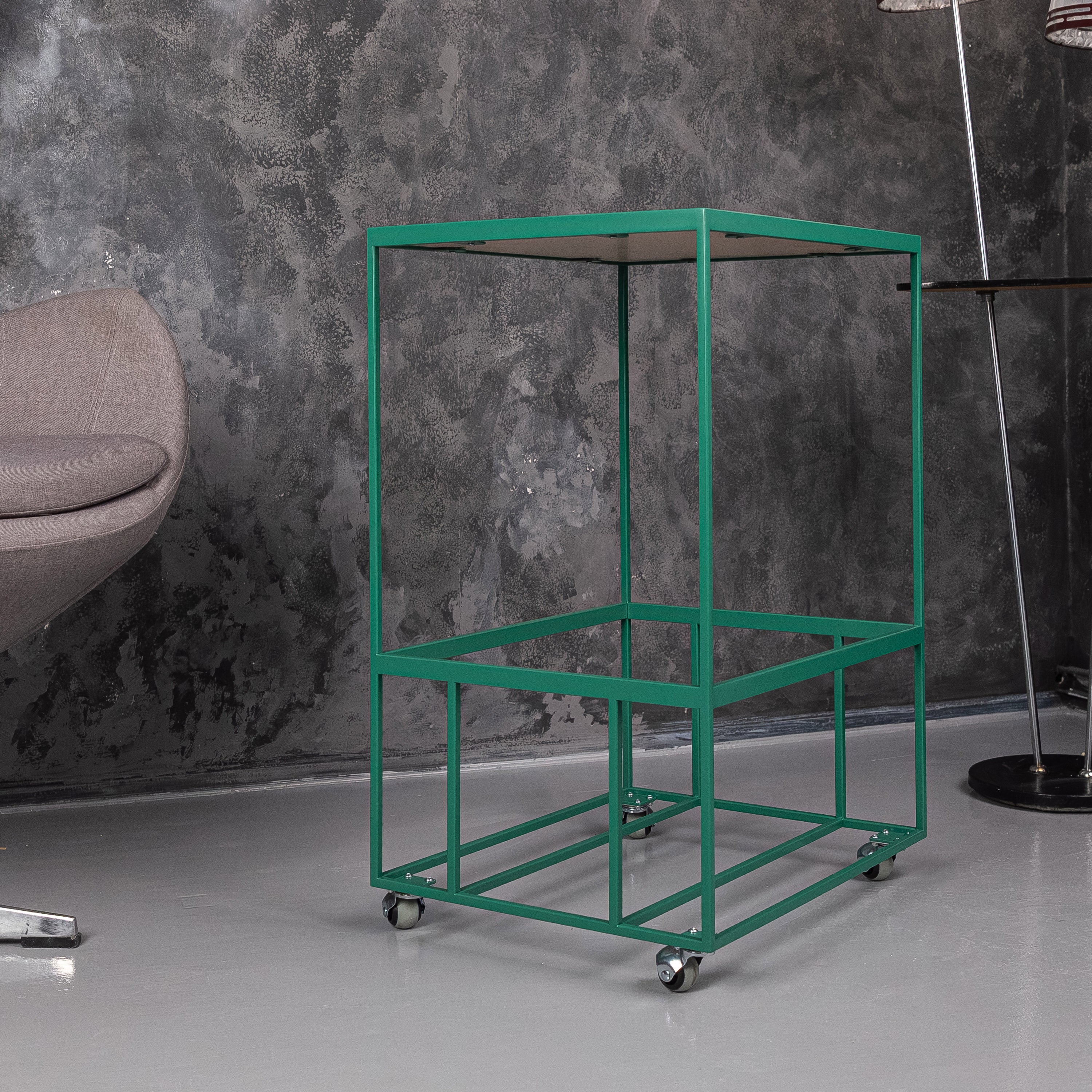 Rolling Vinyl Record Stand | Metal LP Storage, Turntable Table