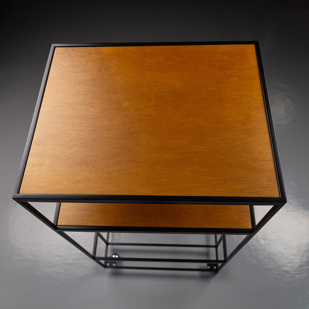 Modern Rolling Vinyl Record Stand with LP Storage, Metal Turntable Table