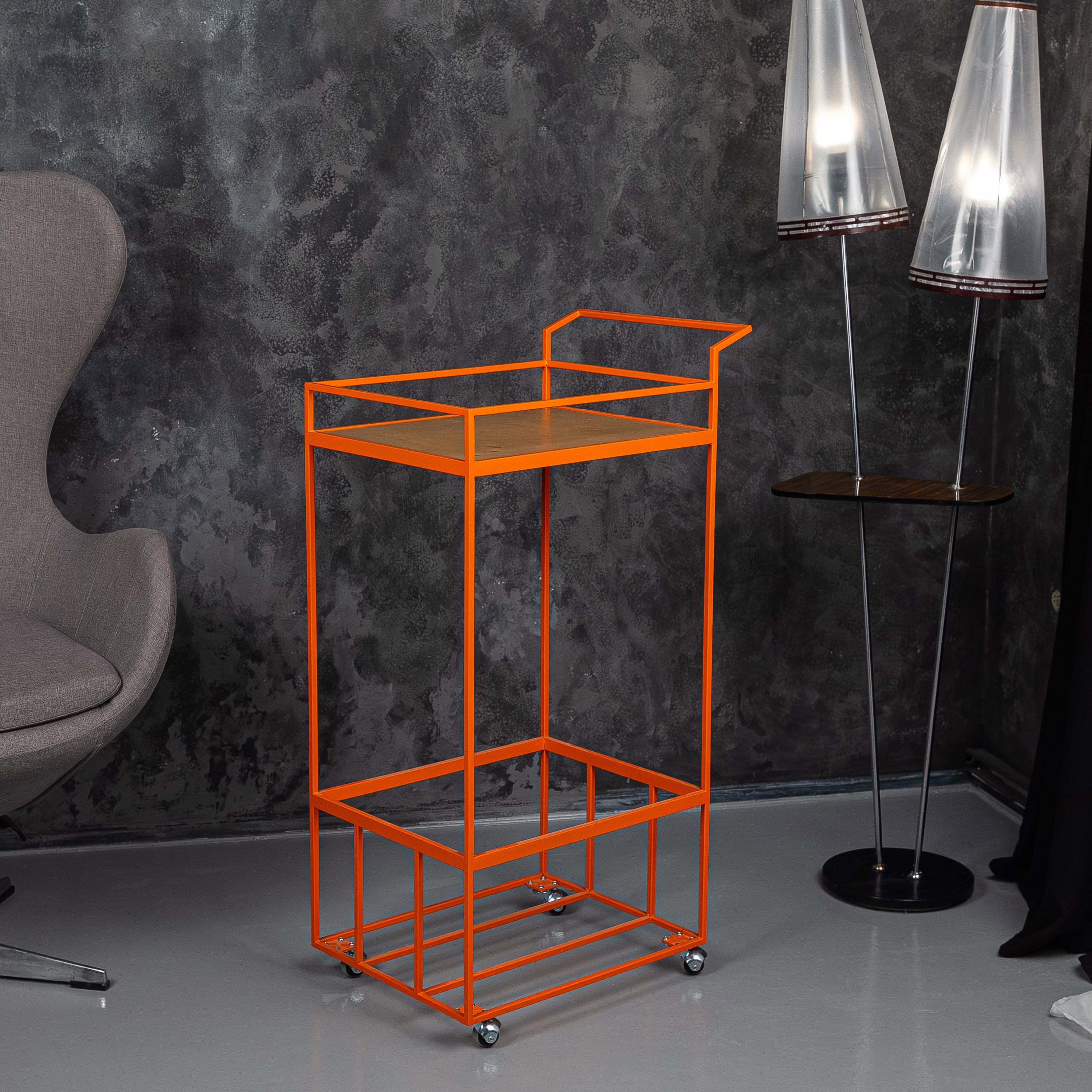 Rolling Vinyl Record Stand – Minimalist Metal Record Storage Cart on Wheels