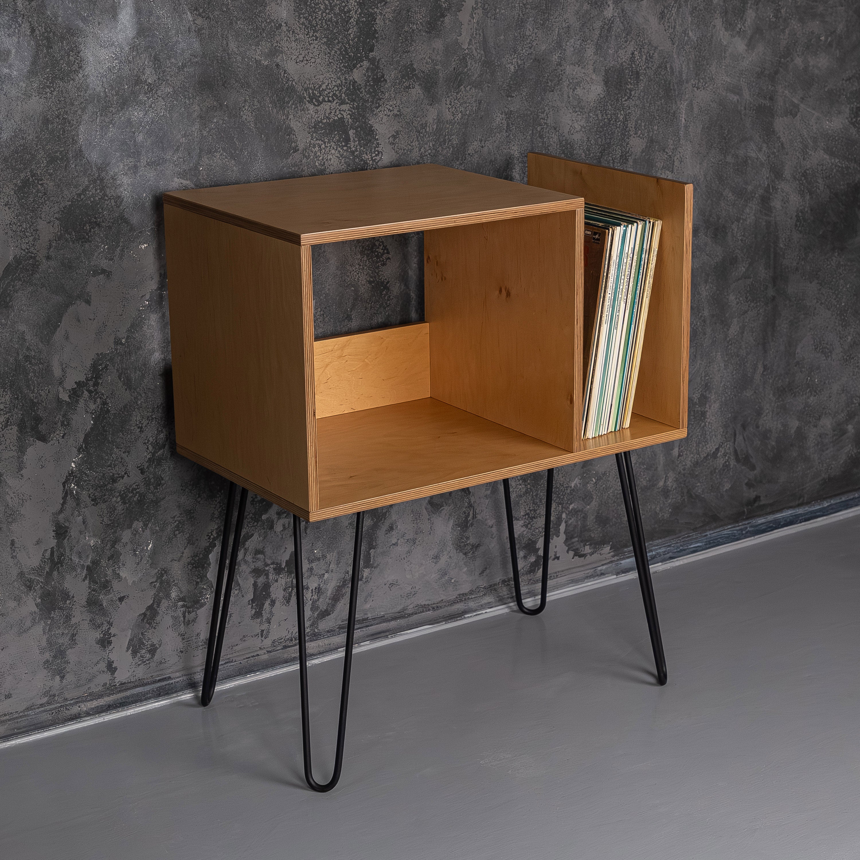 Handmade Vinyl Record Stand, Turntable Storage Furniture, Modern LP Organizer