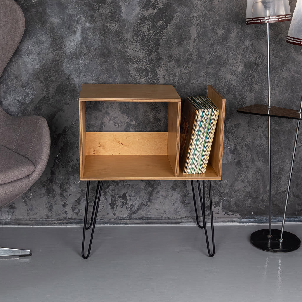 Handmade Vinyl Record Stand, Turntable Storage Furniture, Modern LP Organizer