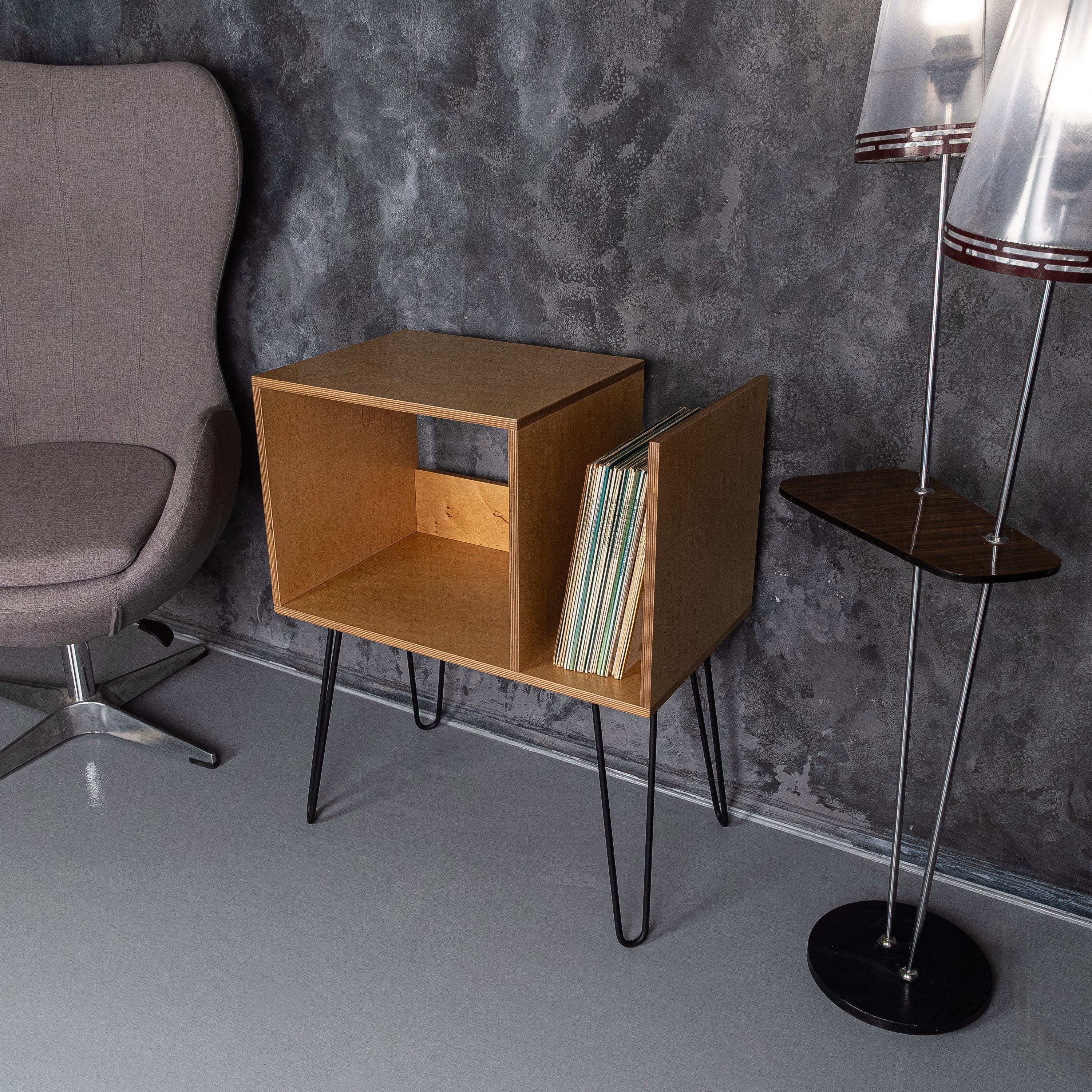Handmade Vinyl Record Stand, Turntable Storage Furniture, Modern LP Organizer