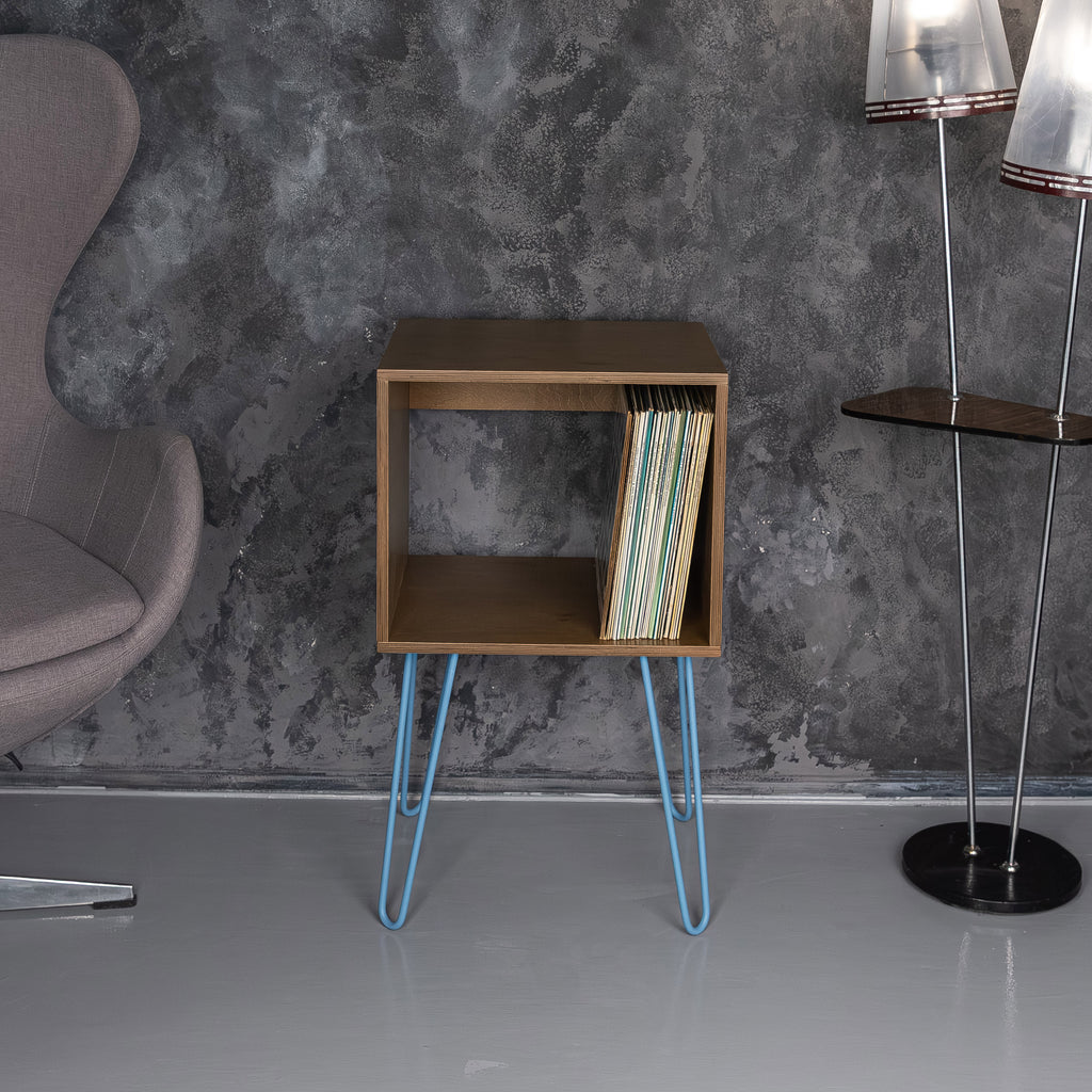 Turntable Stand with Record Storage – Minimalist Vinyl Rack for Living Room