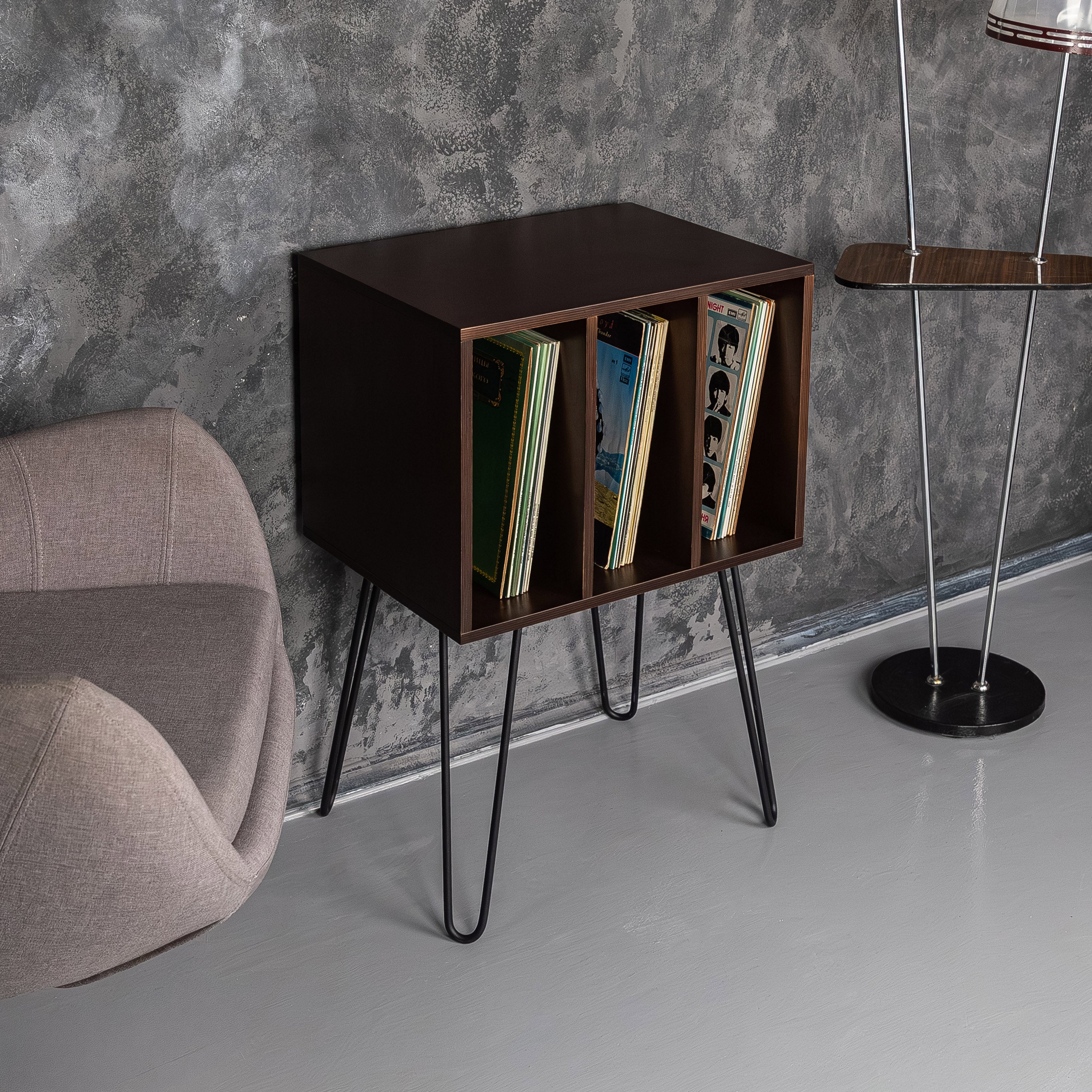 Turntable Stand with Vinyl Storage, Record Player Table, LP Organizer