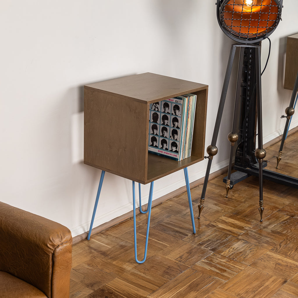 Turntable Stand with Record Storage – Minimalist Vinyl Rack for Living Room