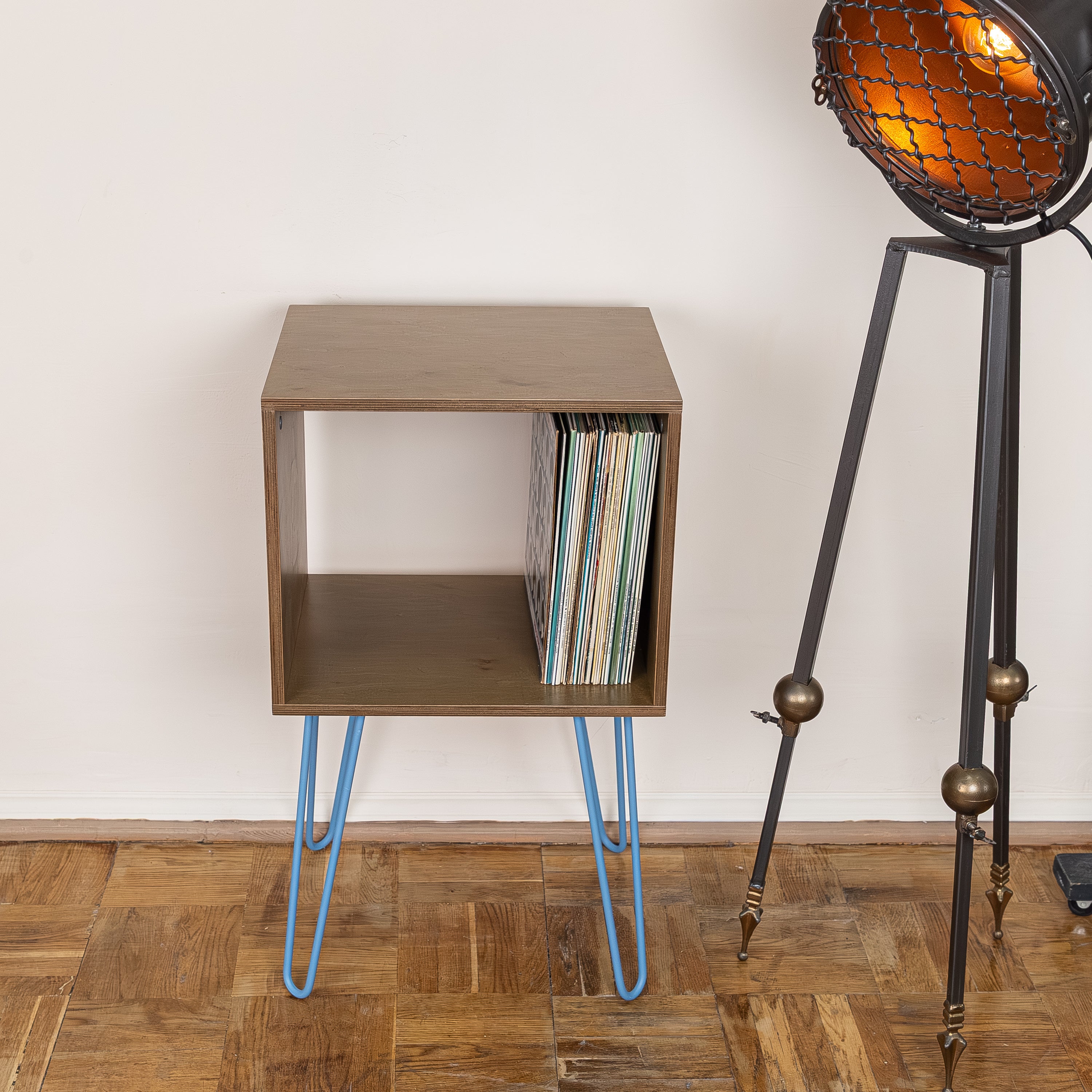 Turntable Stand with Record Storage – Minimalist Vinyl Rack for Living Room