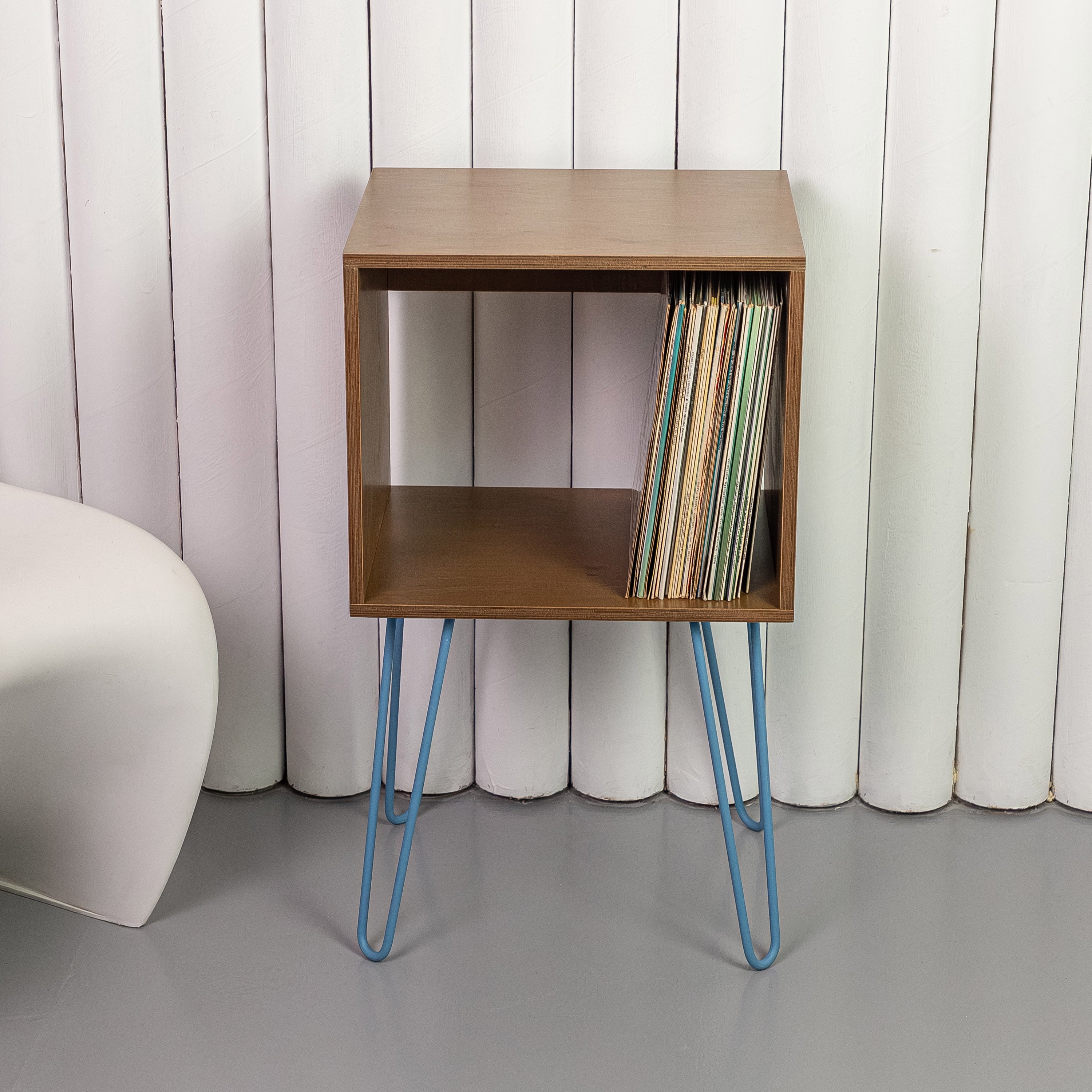 Turntable Stand with Record Storage – Minimalist Vinyl Rack for Living Room