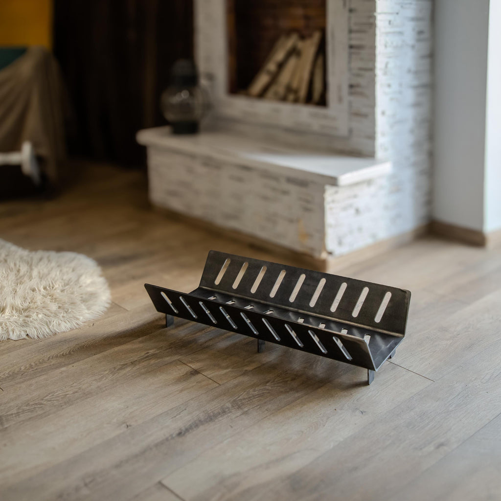 Fire Grate Steel Firewood Storage Modern Metal Firewood Rack Indoor & Outdoor Storage Stylish Log Holder Fireplace Decor Housewarming Gift