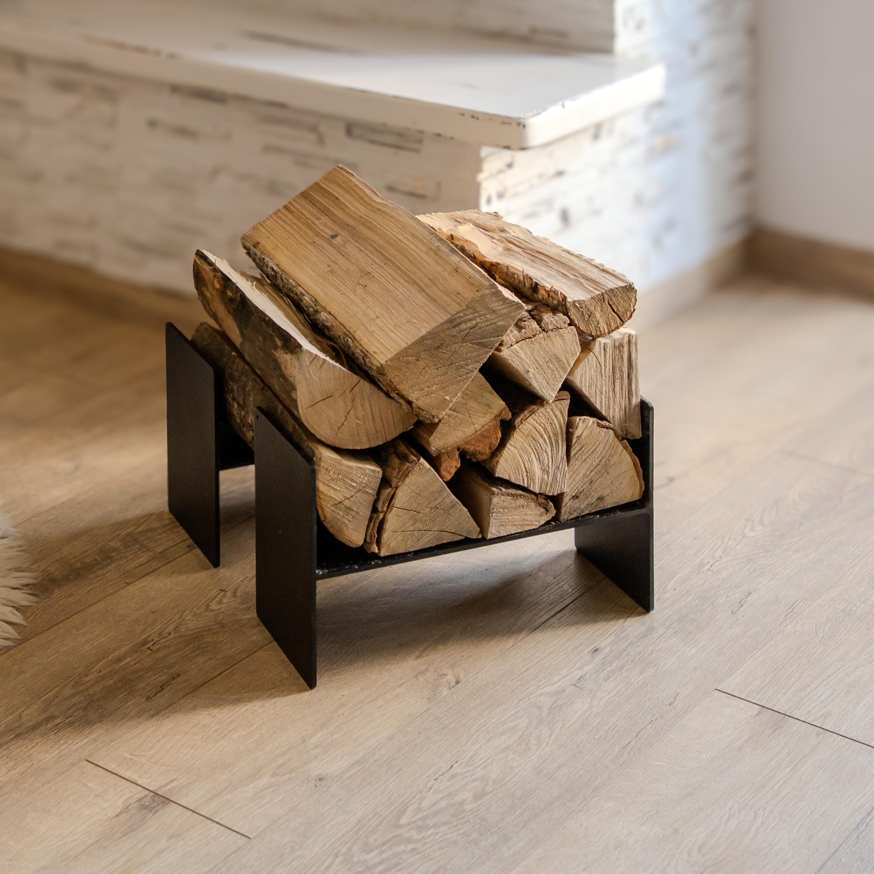 Firewood Rack Steel Log Holder Modern Metal Firewood Holder Stand Housewarming Gift Metal Log Rack Compact Design For Fireplace Outdoor Use