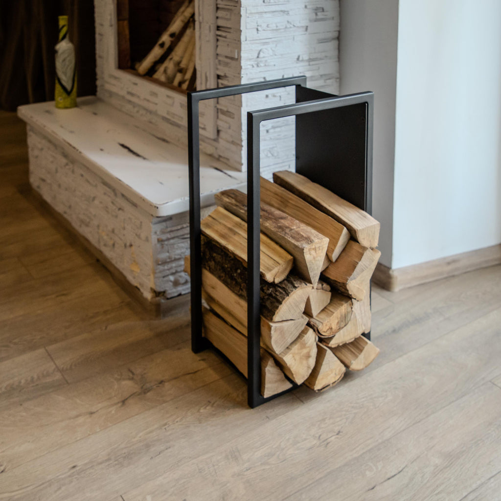 Steel Log Rack Wall Firewood Stand Decorative Storage Firewood Holder Mounted Indoor Storage Compact Design Fireplace Organizer Modern Gift