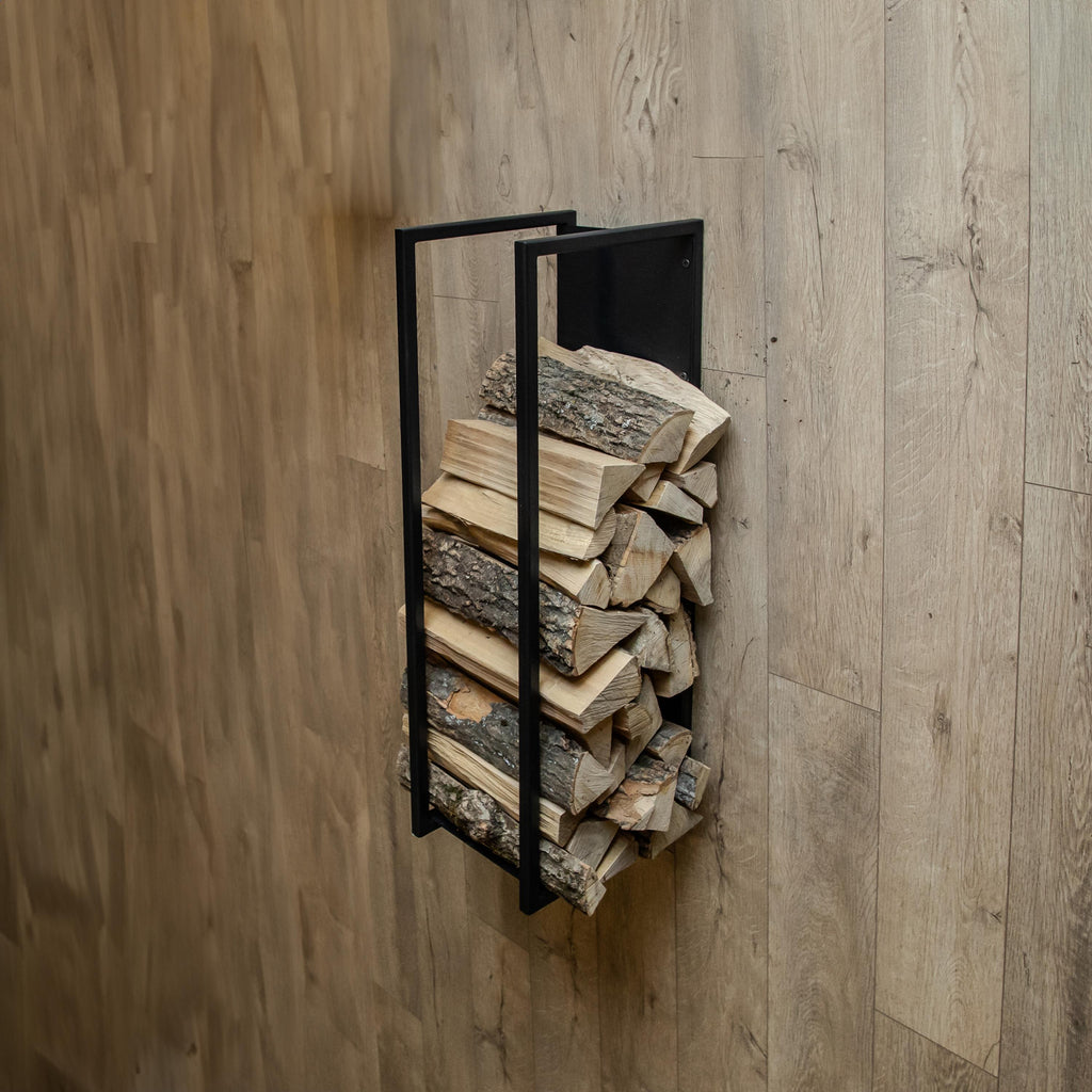 Modern Steel Firewood Holder, Indoor Outdoor Log Rack, Fireplace Wood Storage Stand