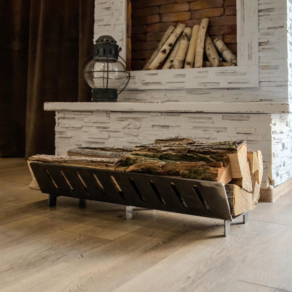 Firewood Rack Indoor & Outdoor Fire Grate Steel Firewood Storage Fireplace Decor Housewarming Gift Modern Metal Storage Stylish Log Holder