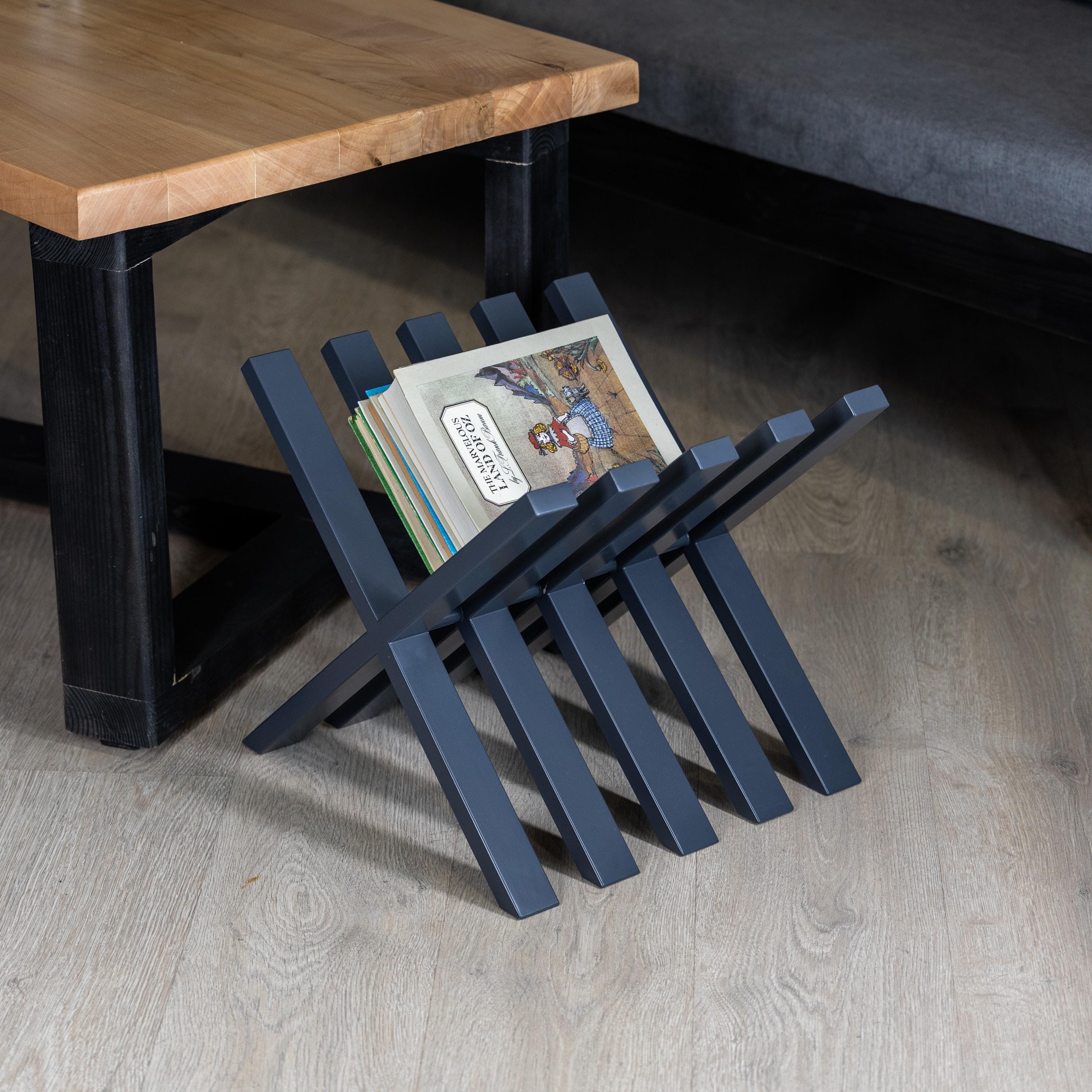 Metal Book Rack Stand  Modern Book & Magazine Holder, Vinyl Record Storage