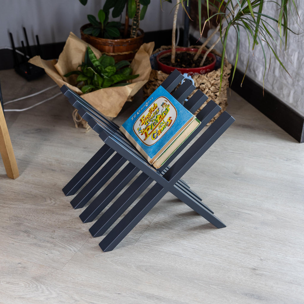 Metal Book Rack Stand  Modern Book & Magazine Holder, Vinyl Record Storage