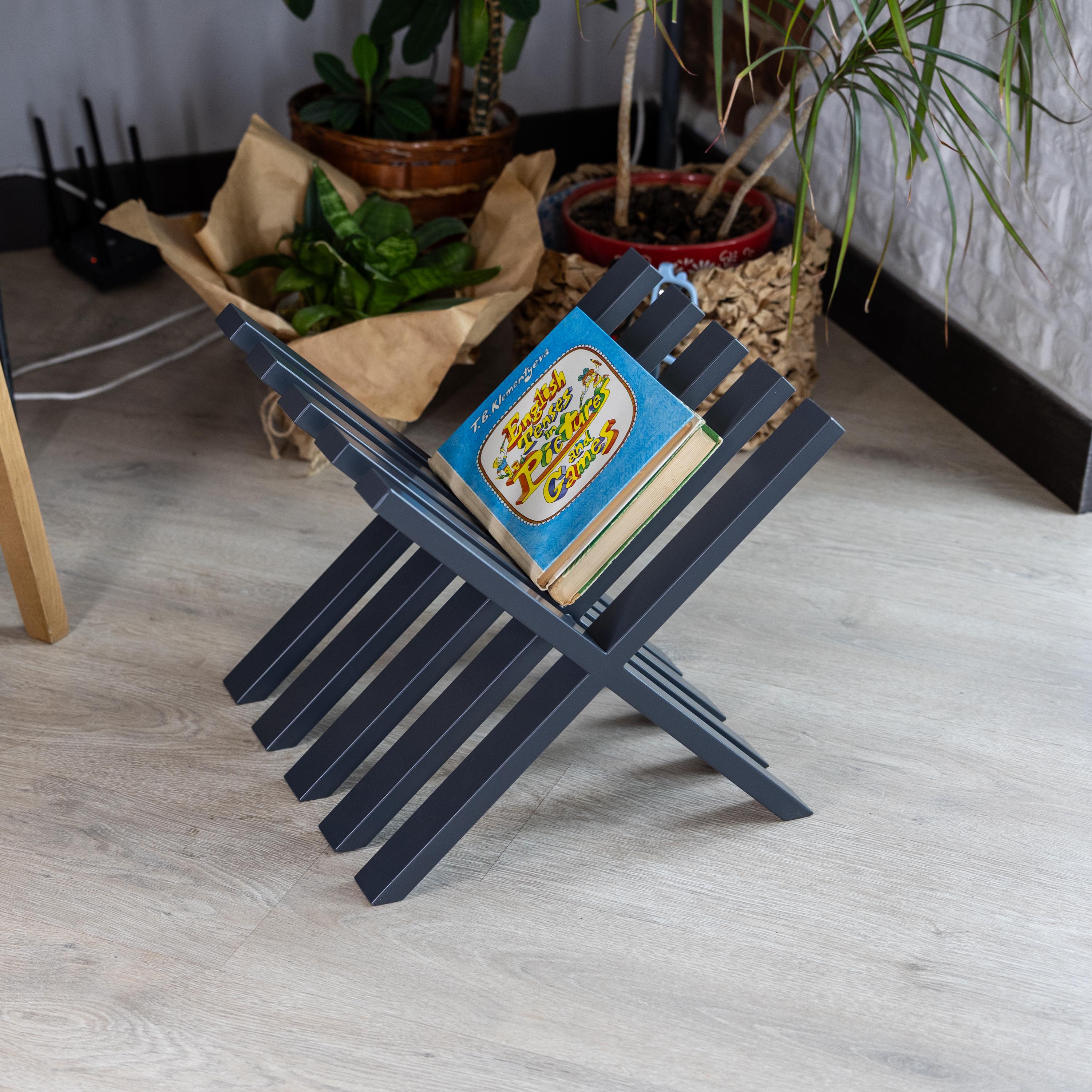 Metal Book Rack Stand  Modern Book & Magazine Holder, Vinyl Record Storage