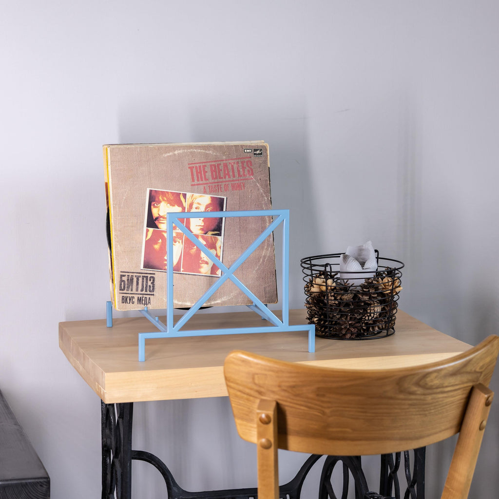 Handmade Vinyl Record Stand: Geometric LP Organizer, Modern Music Shelf