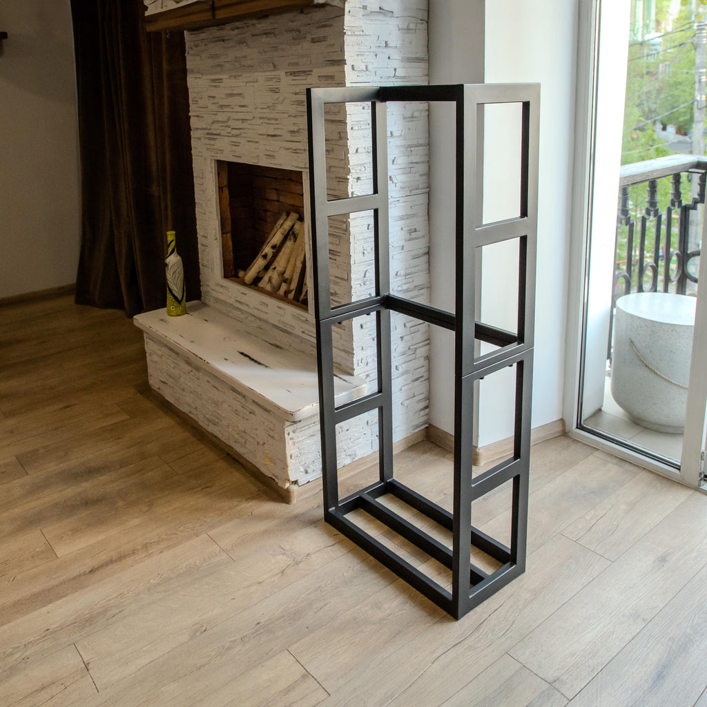 Modern Steel Indoor Firewood Rack: Customizable Sizes