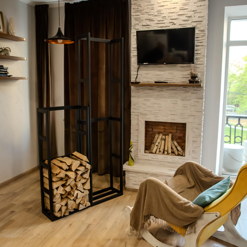 Modern Steel Firewood Holder: Indoor/Outdoor Log Storage - Customizable Size