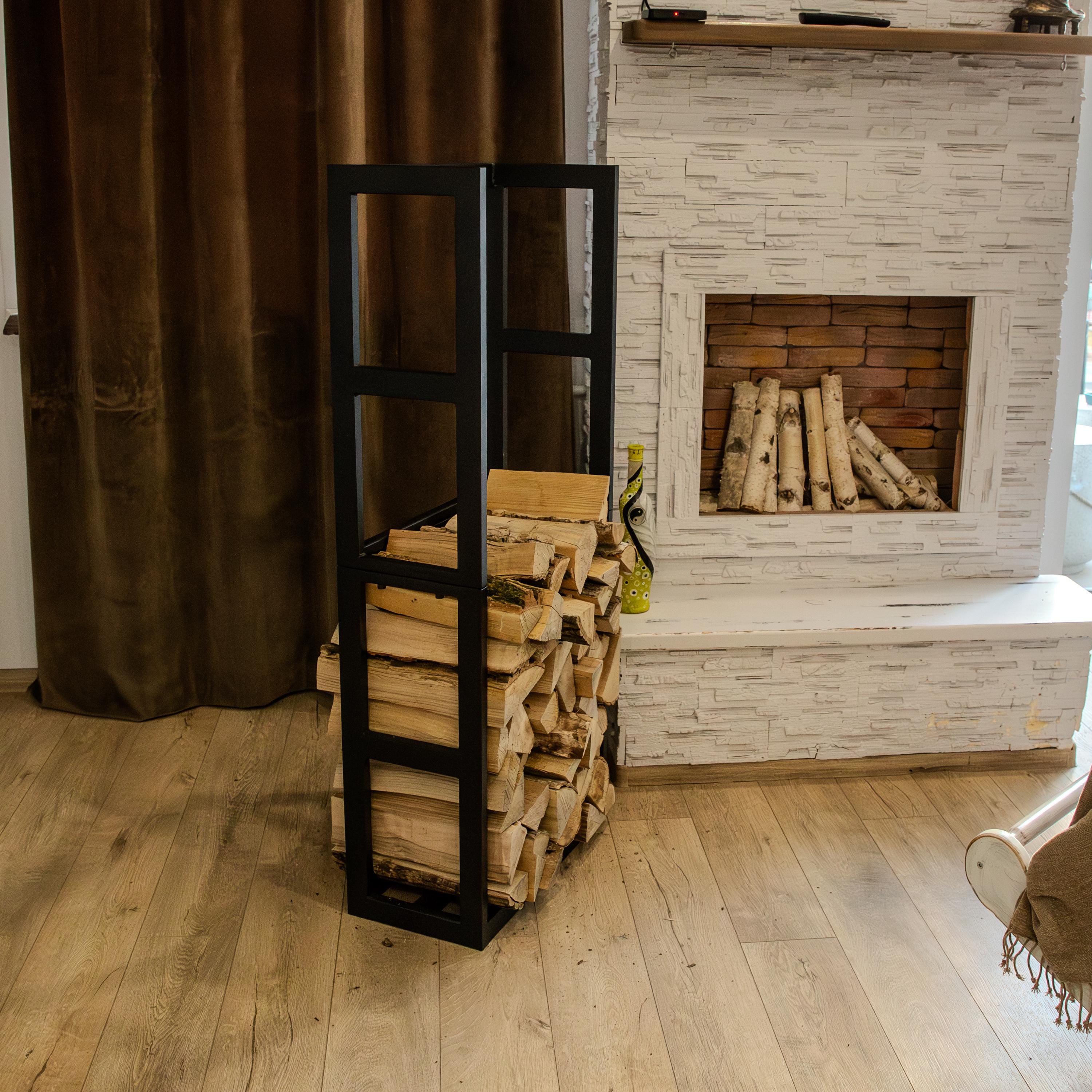 Modern Steel Indoor Firewood Rack: Customizable Sizes
