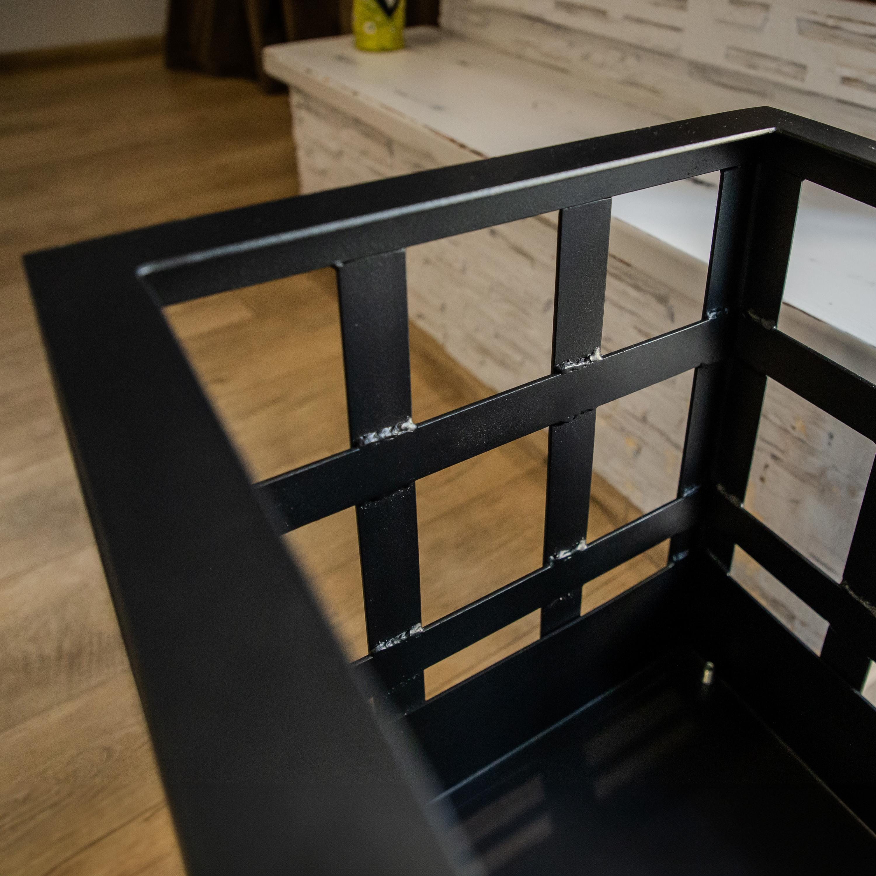 Handmade Industrial Metal Firewood Log Holder: Indoor Rustic Storage Rack