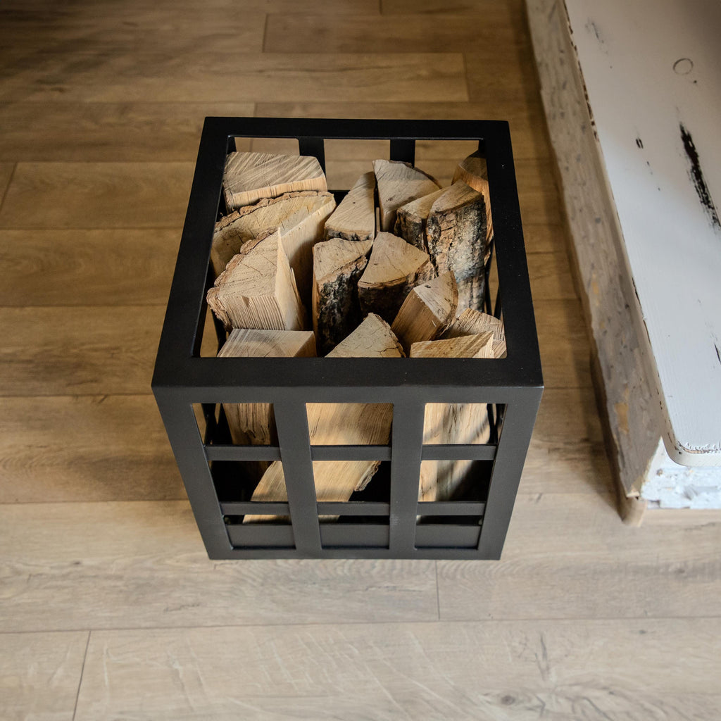 Indoor/Outdoor Mobile Firewood Storage Rack: Industrial Metal Firewood Log Holder