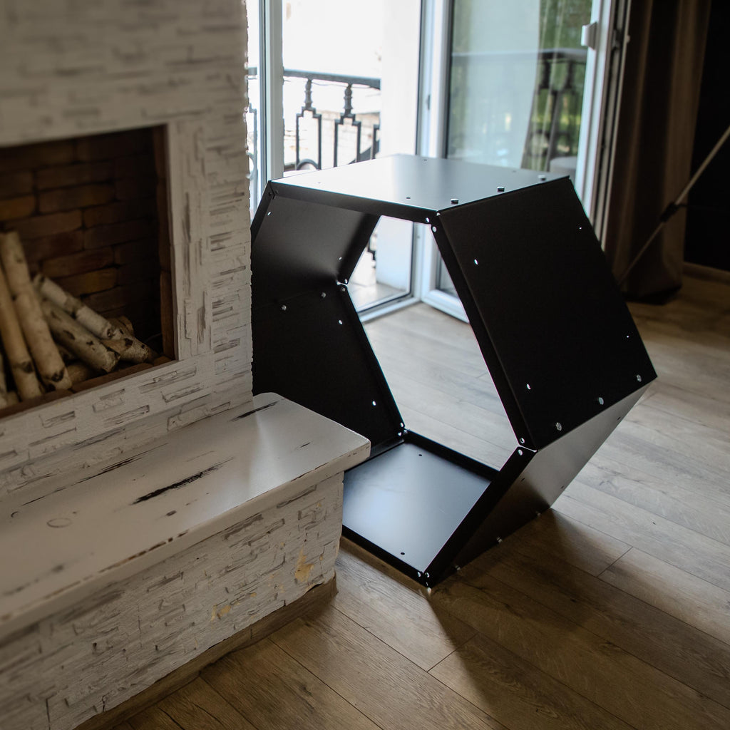 Firewood Holder Rack Hexagonal Firewood Rack Stylish Metal Log Compact Design Storage Modern Hexagonal Steel For Indoor Fireplace Storage