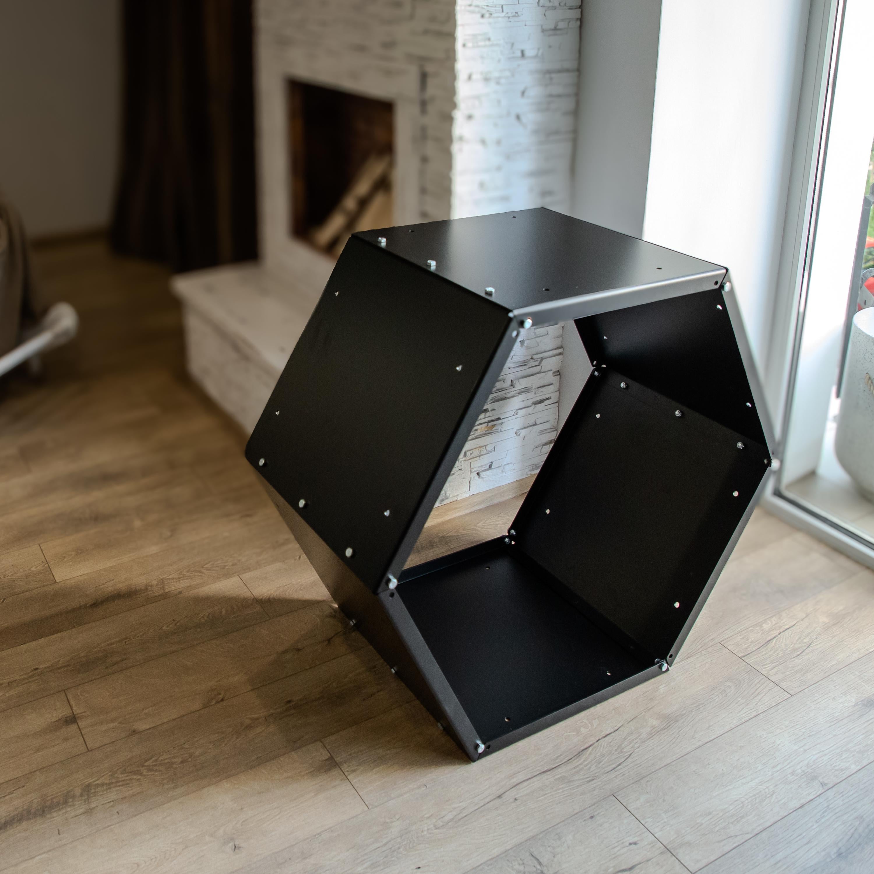 Firewood Holder Rack Hexagonal Firewood Rack Stylish Metal Log Compact Design Storage Modern Hexagonal Steel For Indoor Fireplace Storage