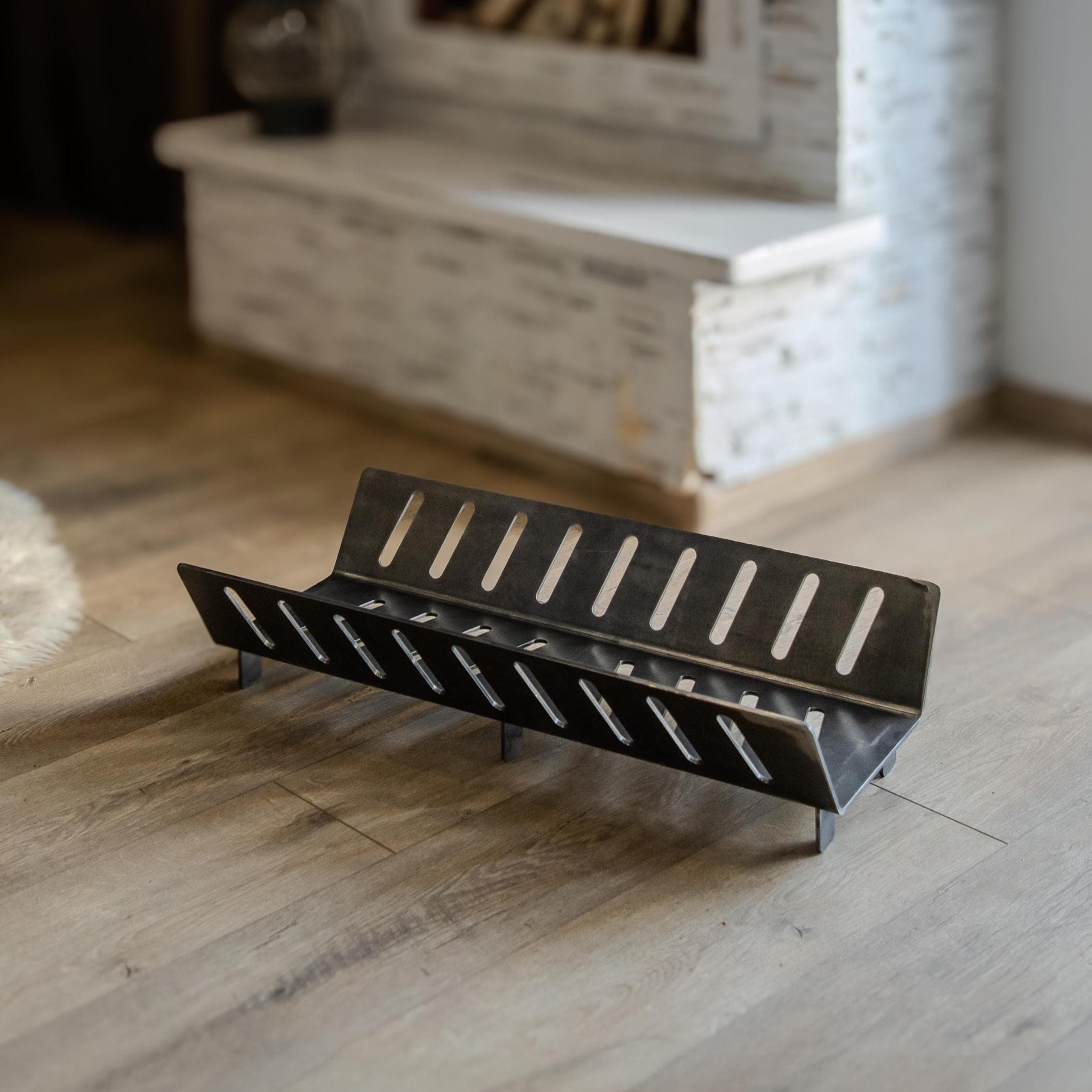 Log Holder Metal Firewood Rack Indoor Outdoor Wood Storage Fireplace Organizer