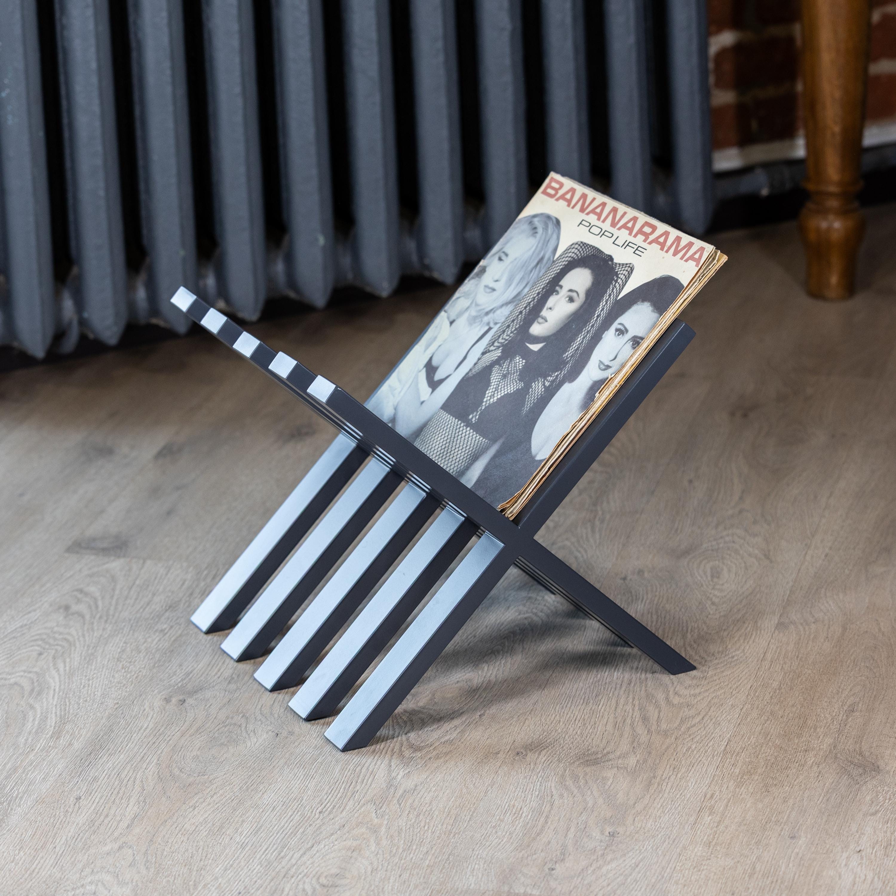 Steel Vinyl Record Rack: LP Album Storage and Display, Retro Magazine & Book Stand