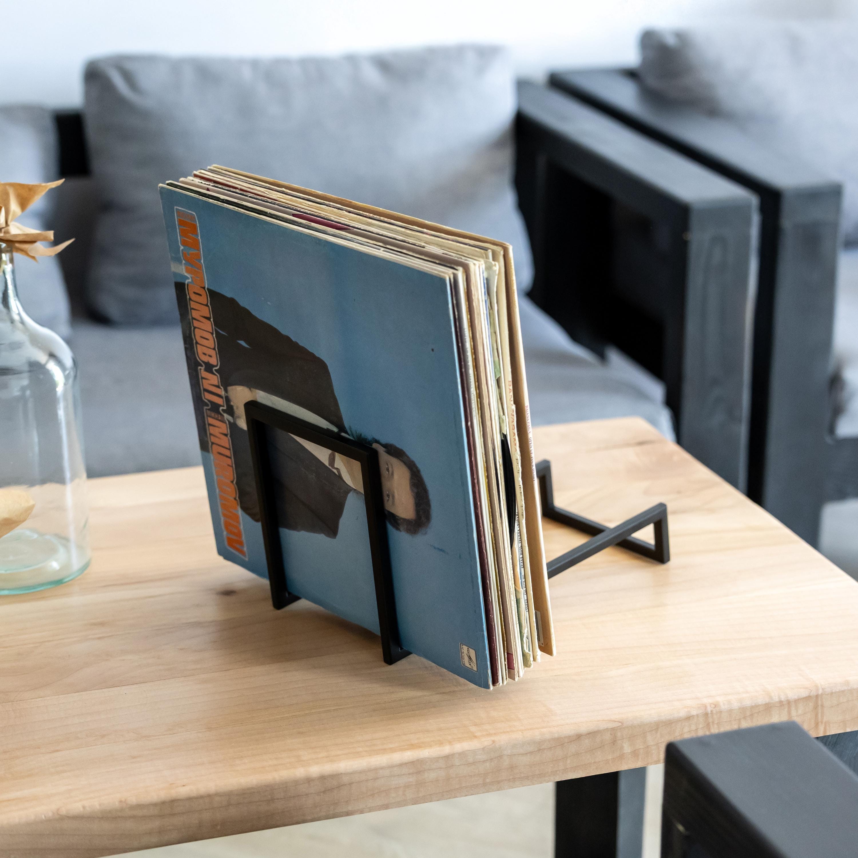 Record Holder Vinyl Display Stand Metal LP Shelf Handmade Music Organizer Modern Storage Rack Minimalist Home Decor Audiophile Gift Idea