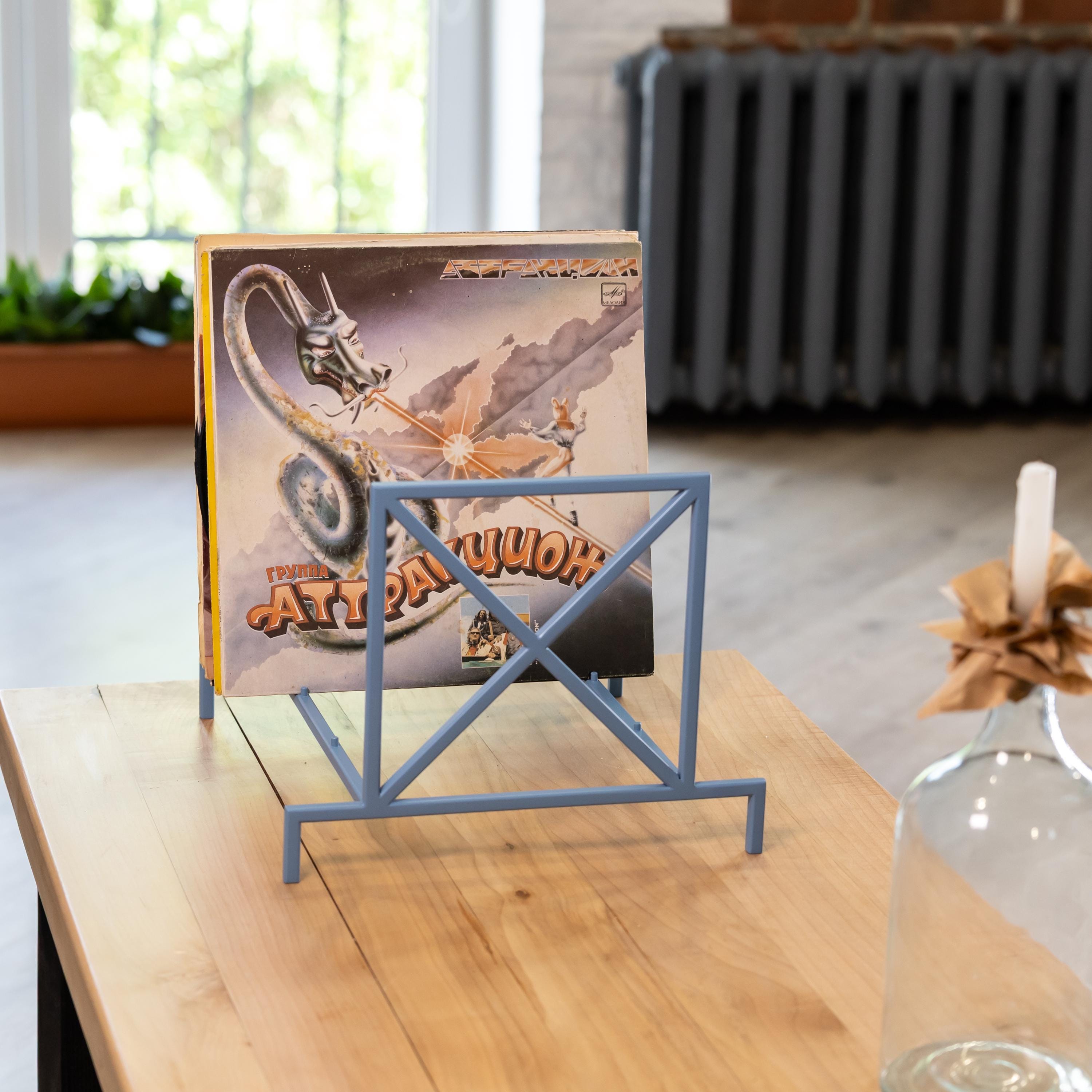 Vinyl Record Storage Rack - Handmade LP Holder, Geometric Music Shelf for Vinyl Lovers