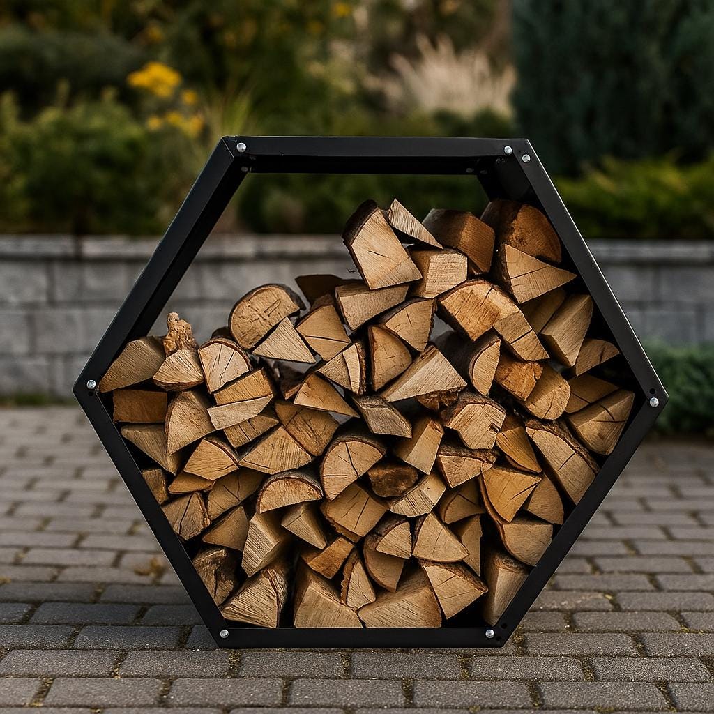 Handmade Metal Firewood Rack: Modern Indoor|Outdoor Log Holder