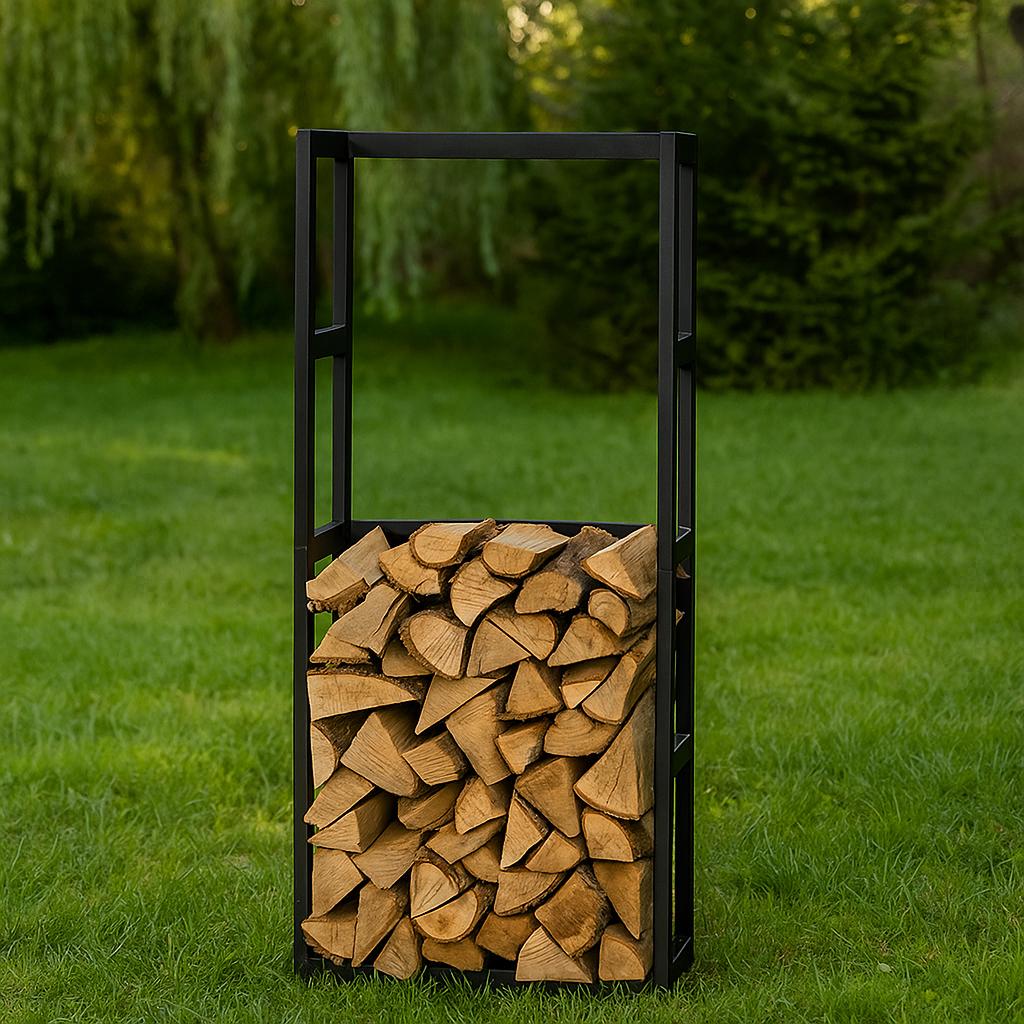 Rustic Metal Firewood Rack: Indoor/Outdoor Log Storage Stand, Handmade Log Holder