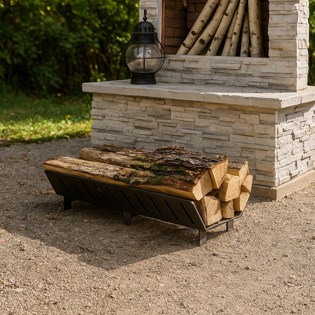 Handmade Metal Firewood Rack: Boho Outdoor Log Holder, Rustic Patio Decor