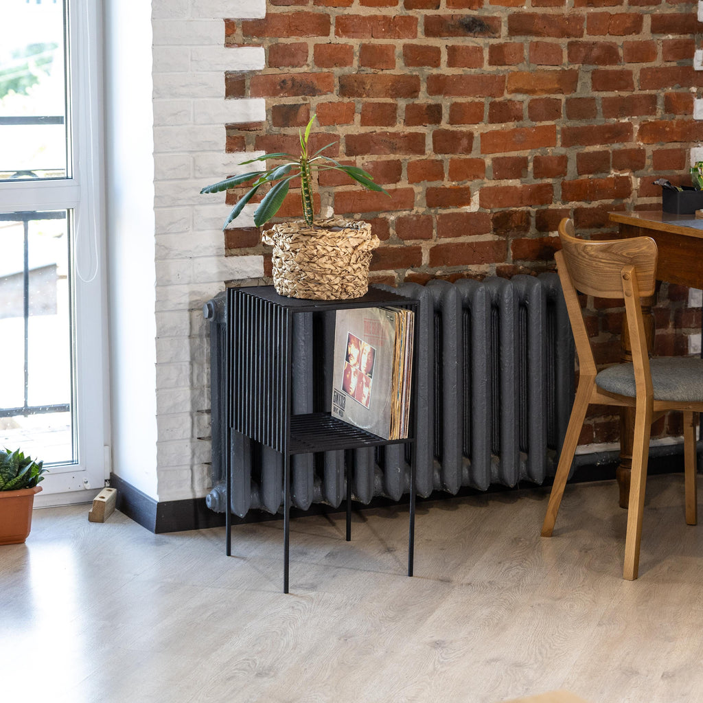 Handmade Vinyl Record Storage Stand: Mid-Century Modern Turntable Organizer