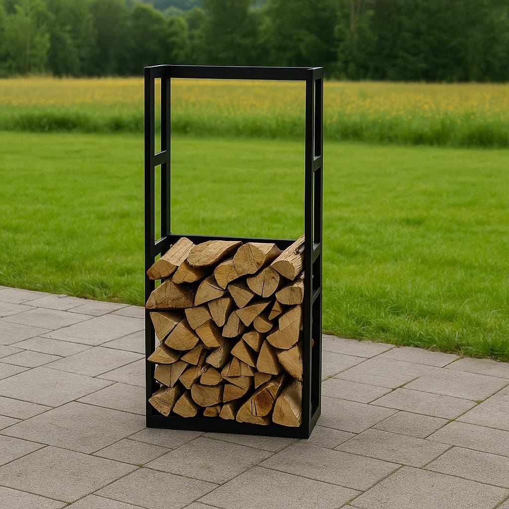 Rustic Metal Firewood Rack: Indoor/Outdoor Log Storage Stand, Handmade Log Holder