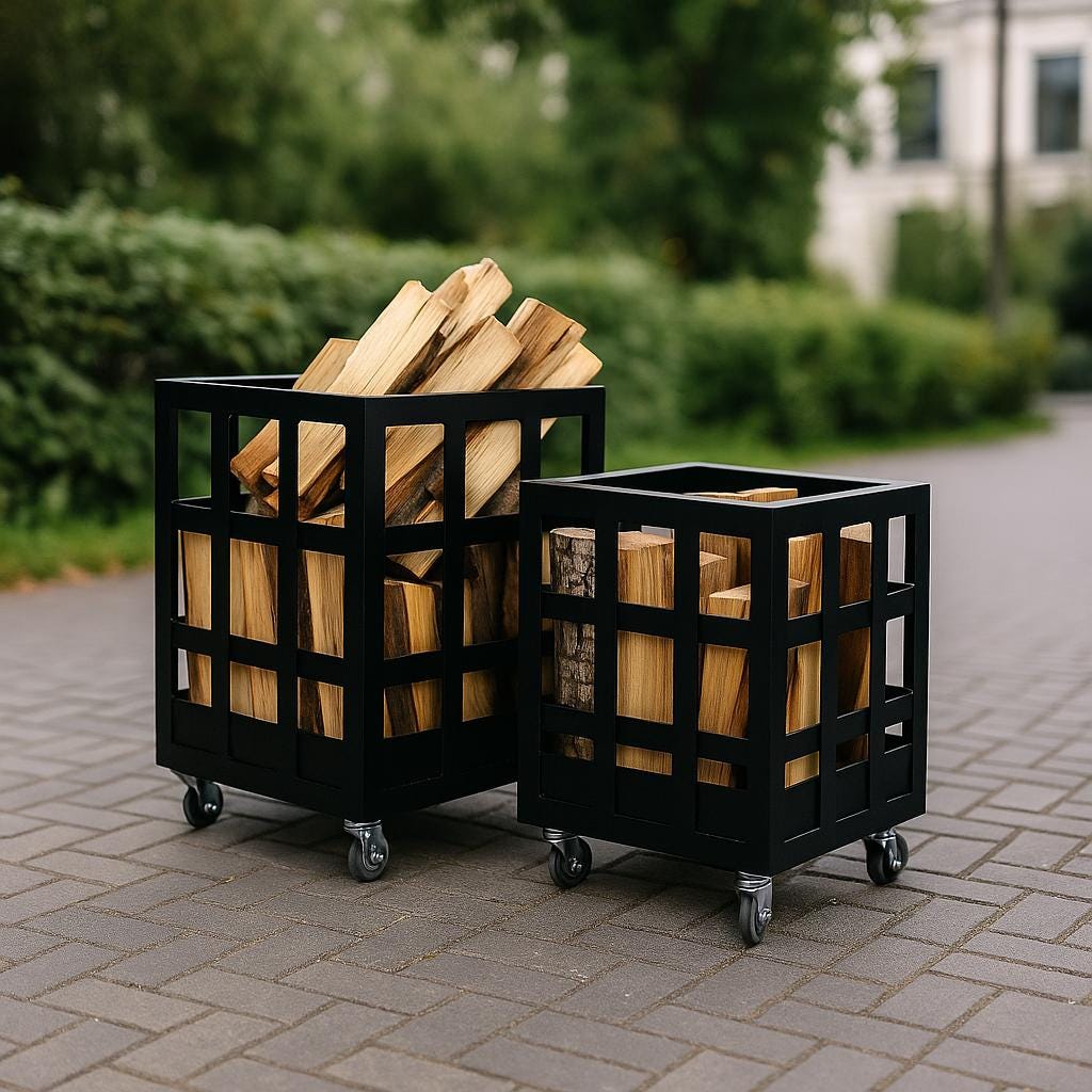 Handmade Steel Firewood Log Holder: Rustic Outdoor Storage Rack