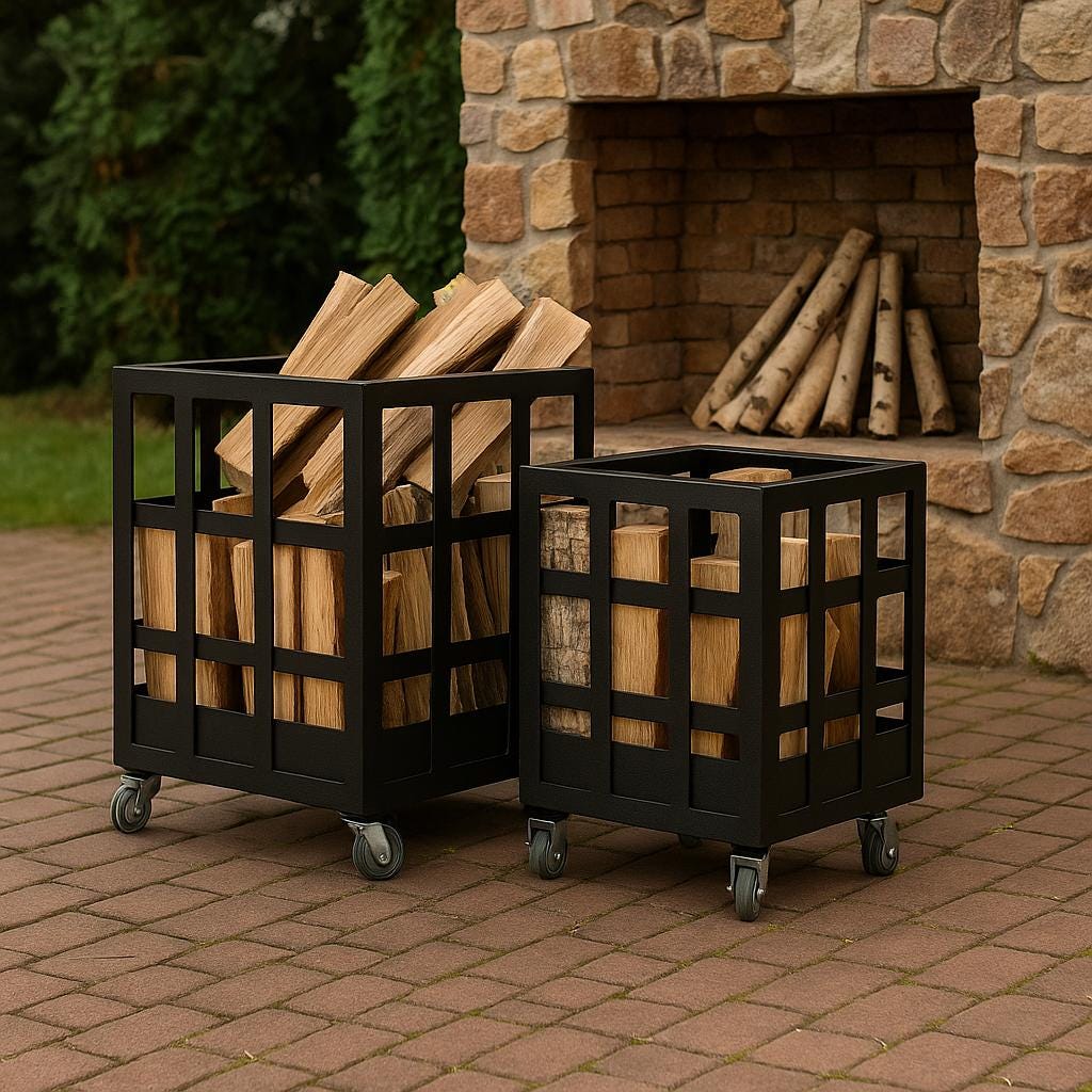 Modern Firewood Holder Indoor Log Rack Metal Firewood Storage Box Fireplace Organizer