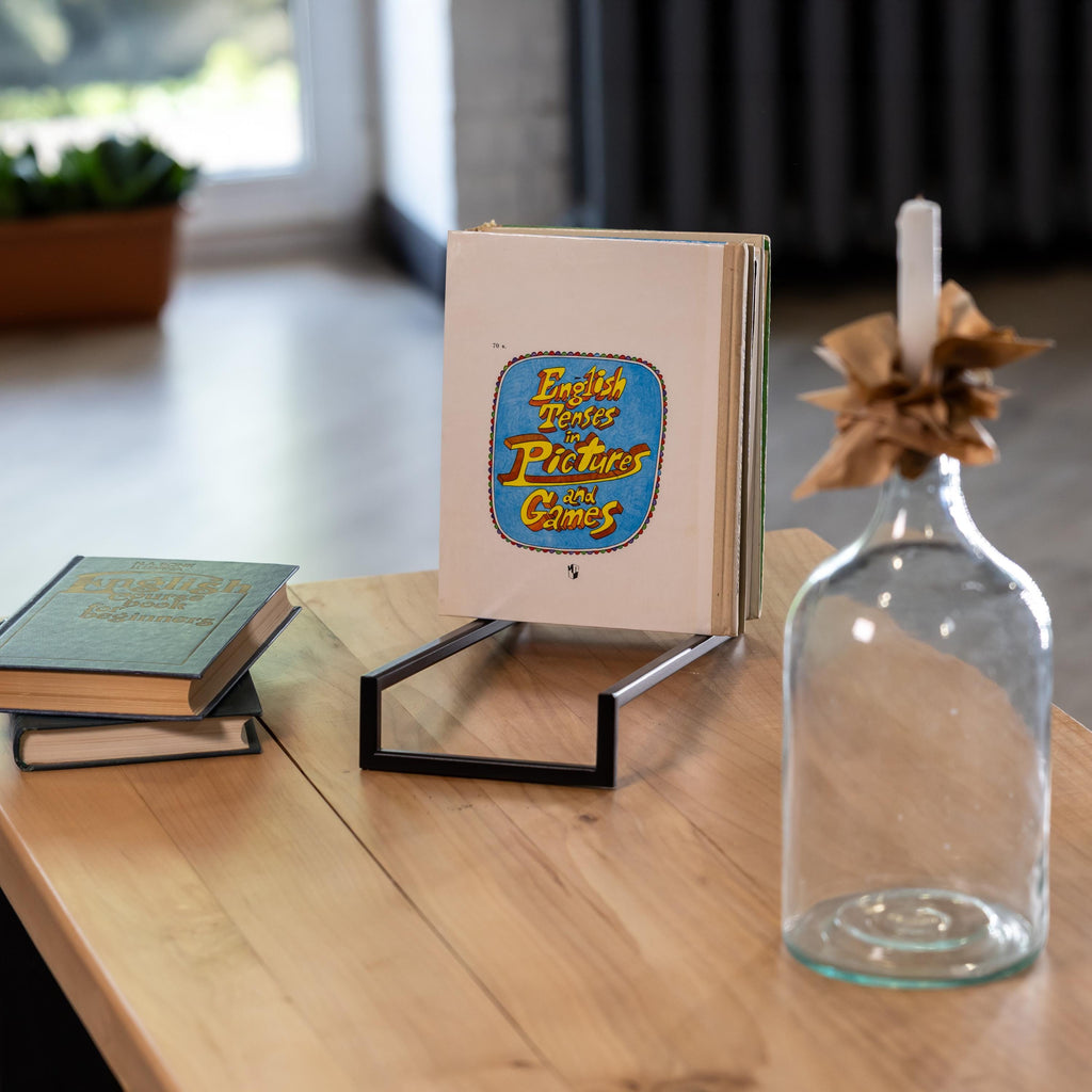 Minimalist Metal Book Holder  Contemporary Magazine Stand, Desk Organizer for Book Lovers