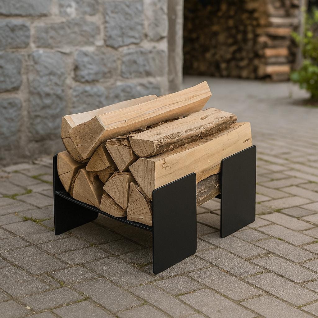 Modern Firewood Rack Fireplace Log Holder Wood Storage Outdoor Farmhouse Fireplace Woodshed Metal Wood Rack Firewood Stacker Farmhouse Gift