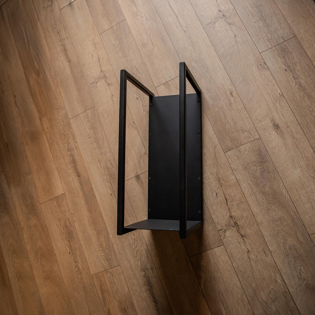Modern Firewood Rack: Wall Shelf Fireplace Log Holder, Farmhouse Decor