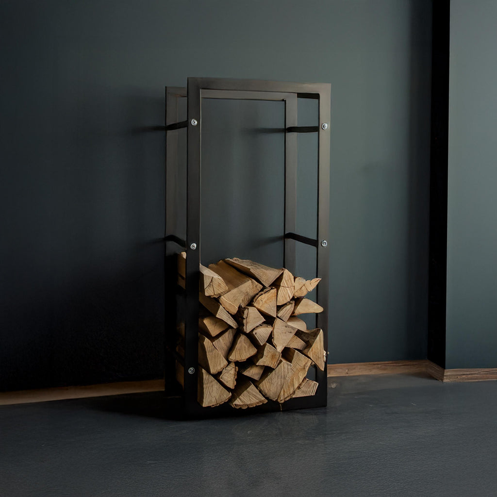 Metal Firewood Rack  Indoor/Outdoor Firewood Holder, Fireplace Wood Storage, Black Steel Log Rack