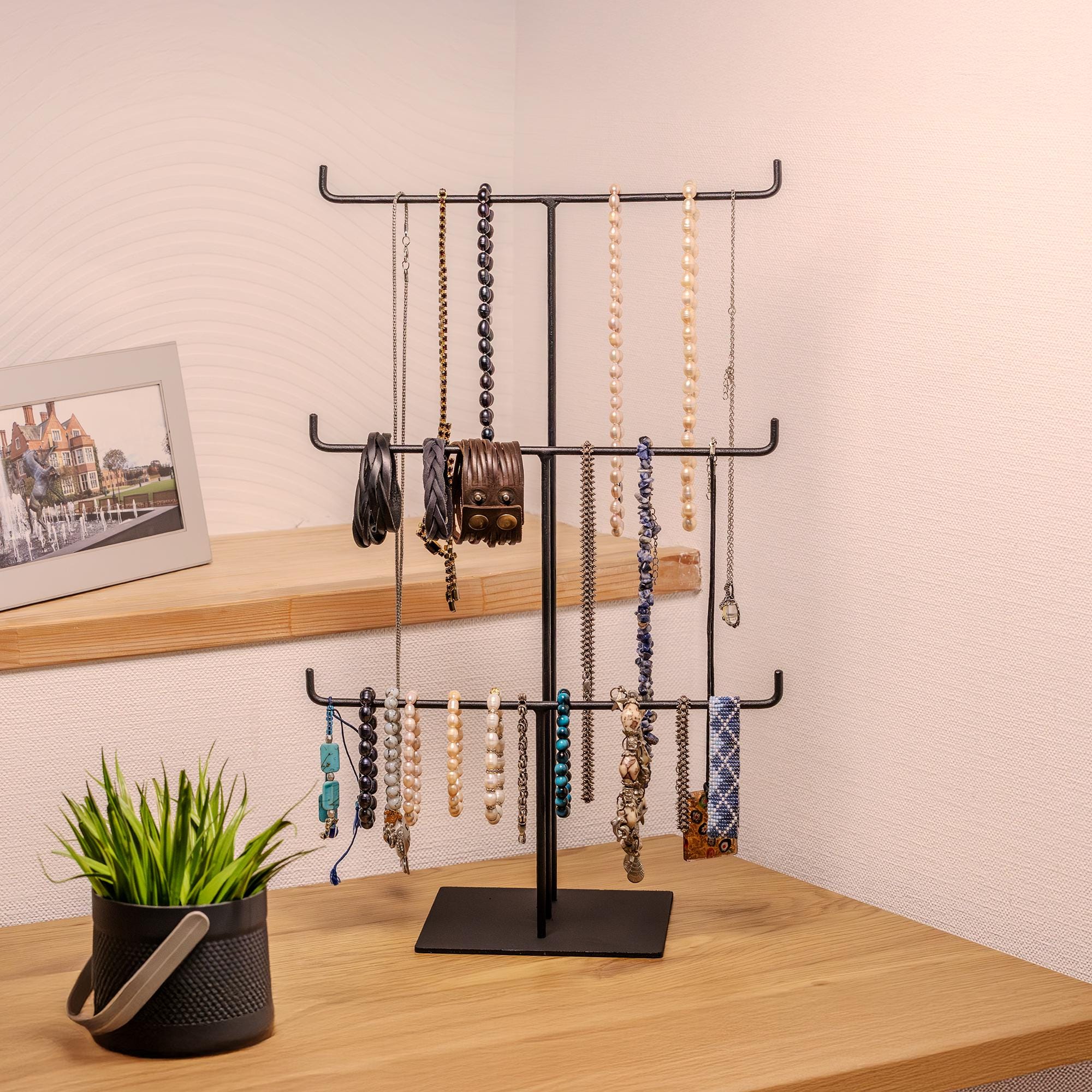 Minimalist Jewelry Stand Metal Organizer Necklace Holder Modern Display Rack Gift for Her